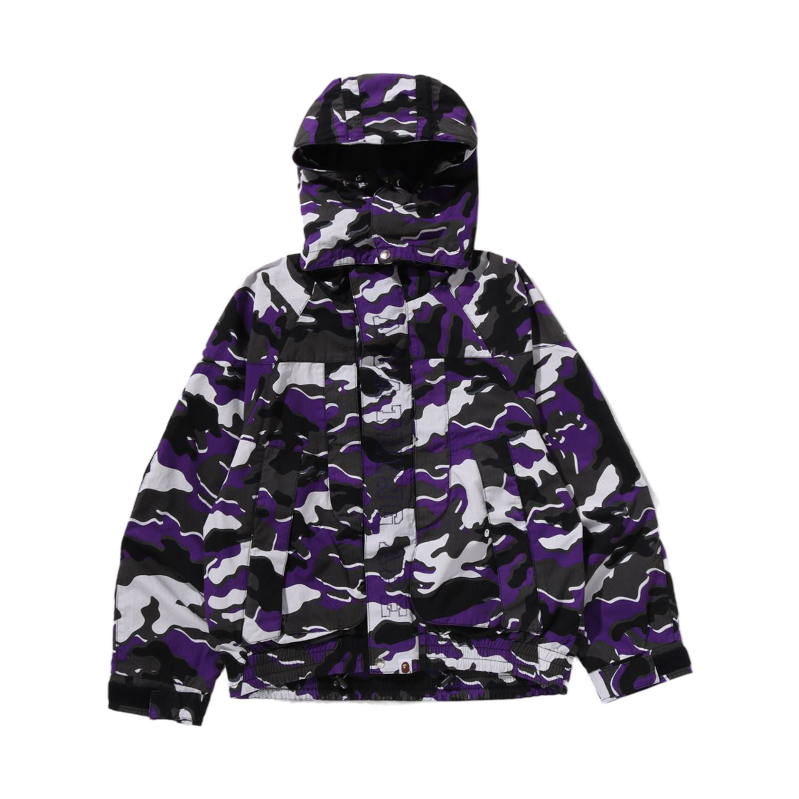 베이프 글리치 우드랜드 카모 숏 스노우보드 자켓 퍼플 | BAPE | KREAM