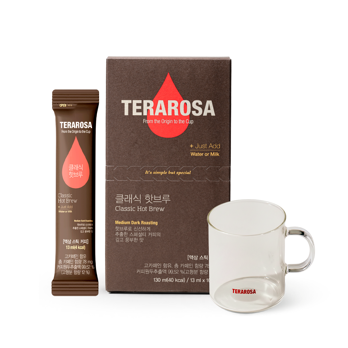 테라로사 간편커피 & 유리머그 세트(TERAROSA Hot Brew Stick & Glass Mug Set)