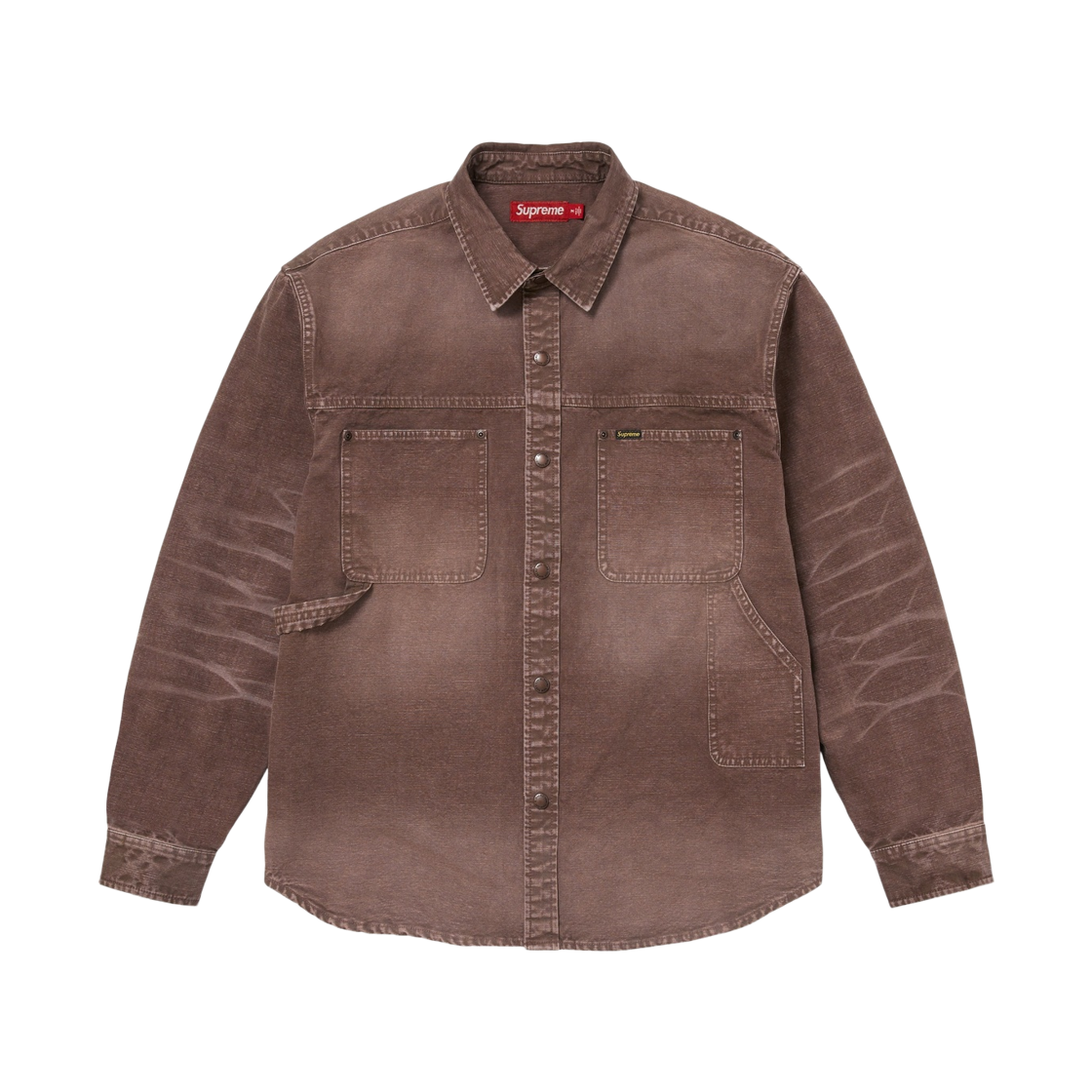 - Supreme Worn Snap Painter Shirt Brown - 26SS