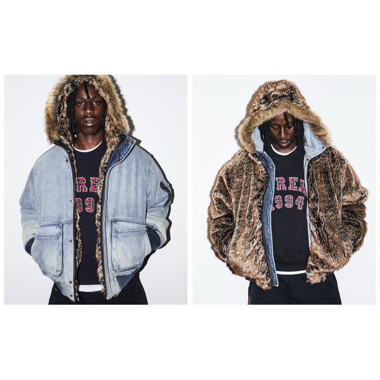 Supreme Plaid Arc Crewneck Black - 26SS 착용 스타일 - 2