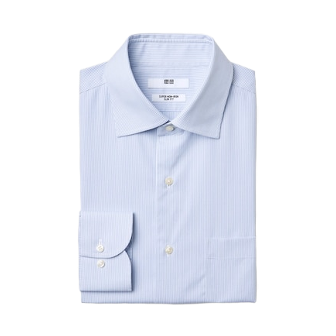 462337-63 Uniqlo Super Non Iron Slim Fit Spread Collar Long Sleeve Shirt Blue - JP