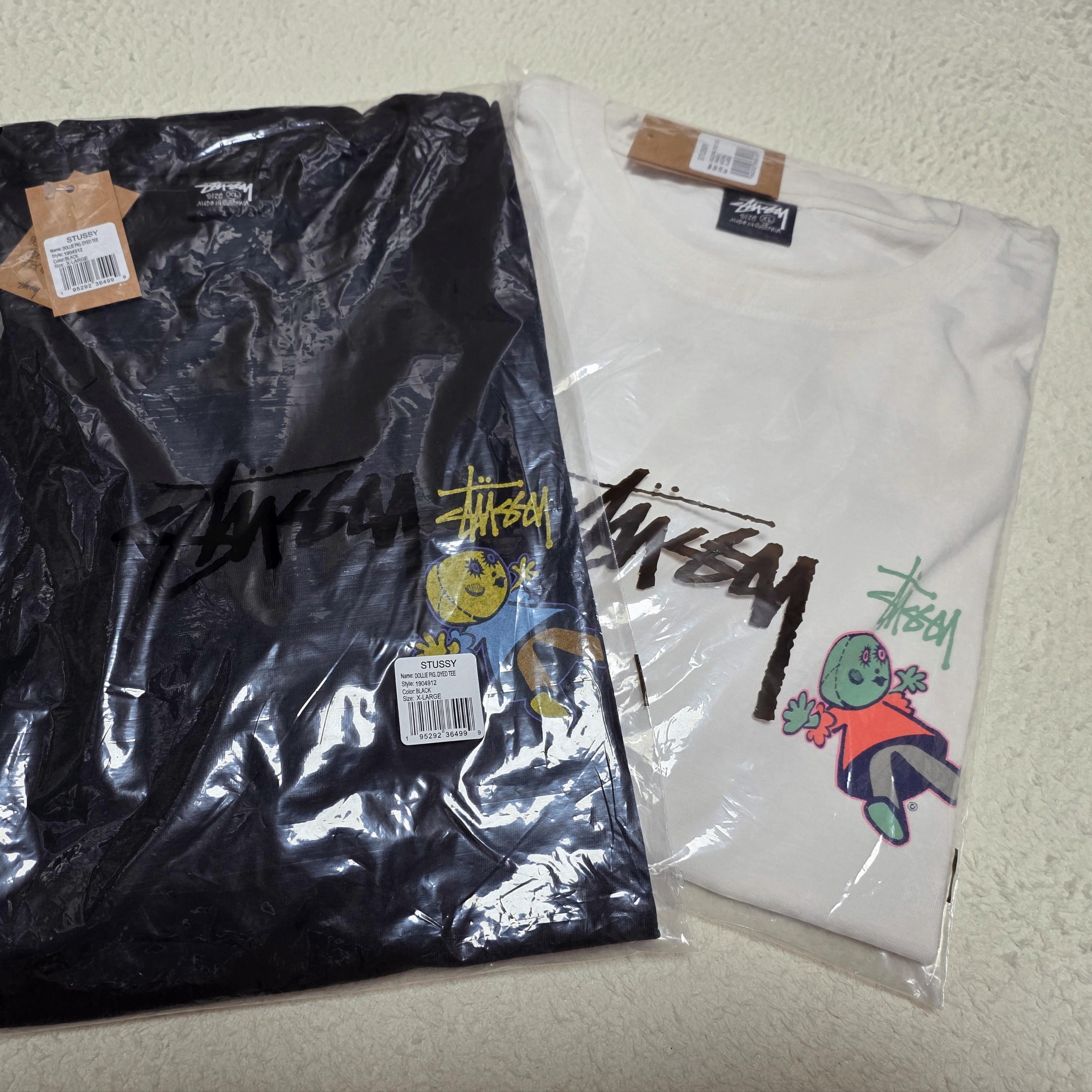Stussy Dollie Pigment Dyed T-Shirt Black, Stussy Dollie Pigment Dyed T-Shirt Natural 착용 스타일 - 2