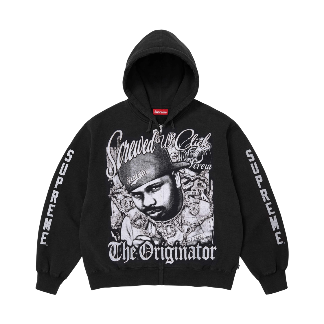 슈프림 x DJ 스크류 집업 후드 스웨트셔츠 블랙 - 26SS