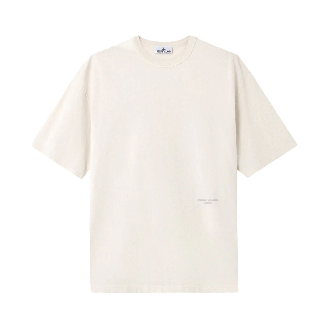 L1S1521000-18S0X16-V0093 Stone Island 2100018 Combed Organic Cotton Jersey_S.I. Marina Oversized-Fit T-Shirt with Raised Stone Island Marina Print Ivory - 26SS