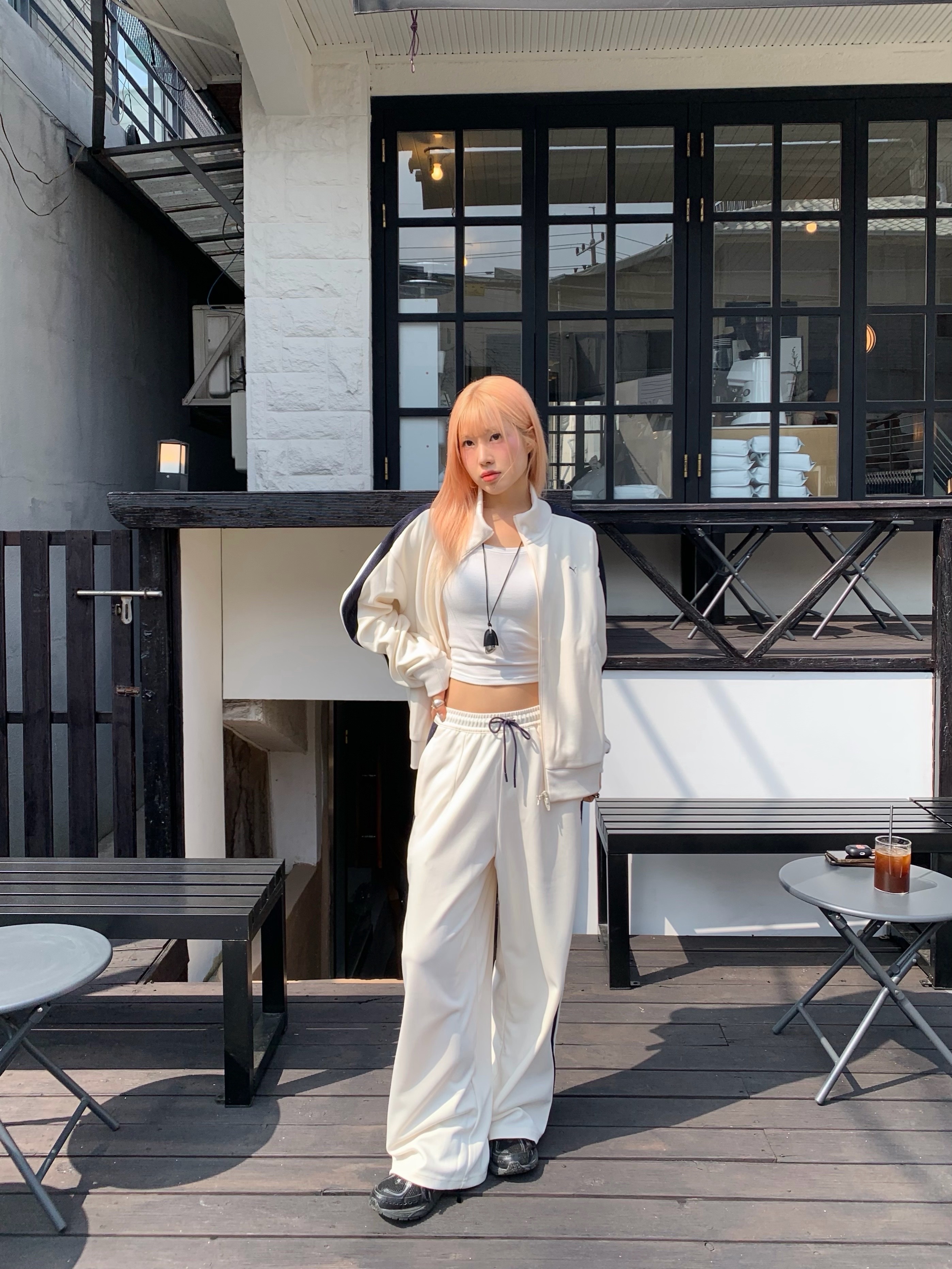 Puma x Musinsa T7 Track Jacket Almond, Puma x Musinsa T7 Track Pants Almond 착용 스타일 - 7