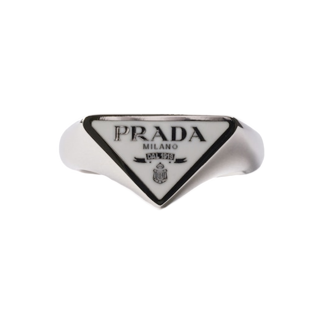 프라다 에나멜 메탈 링 스틸 화이트(Prada Enameled Metal Ring Steel White) - 1