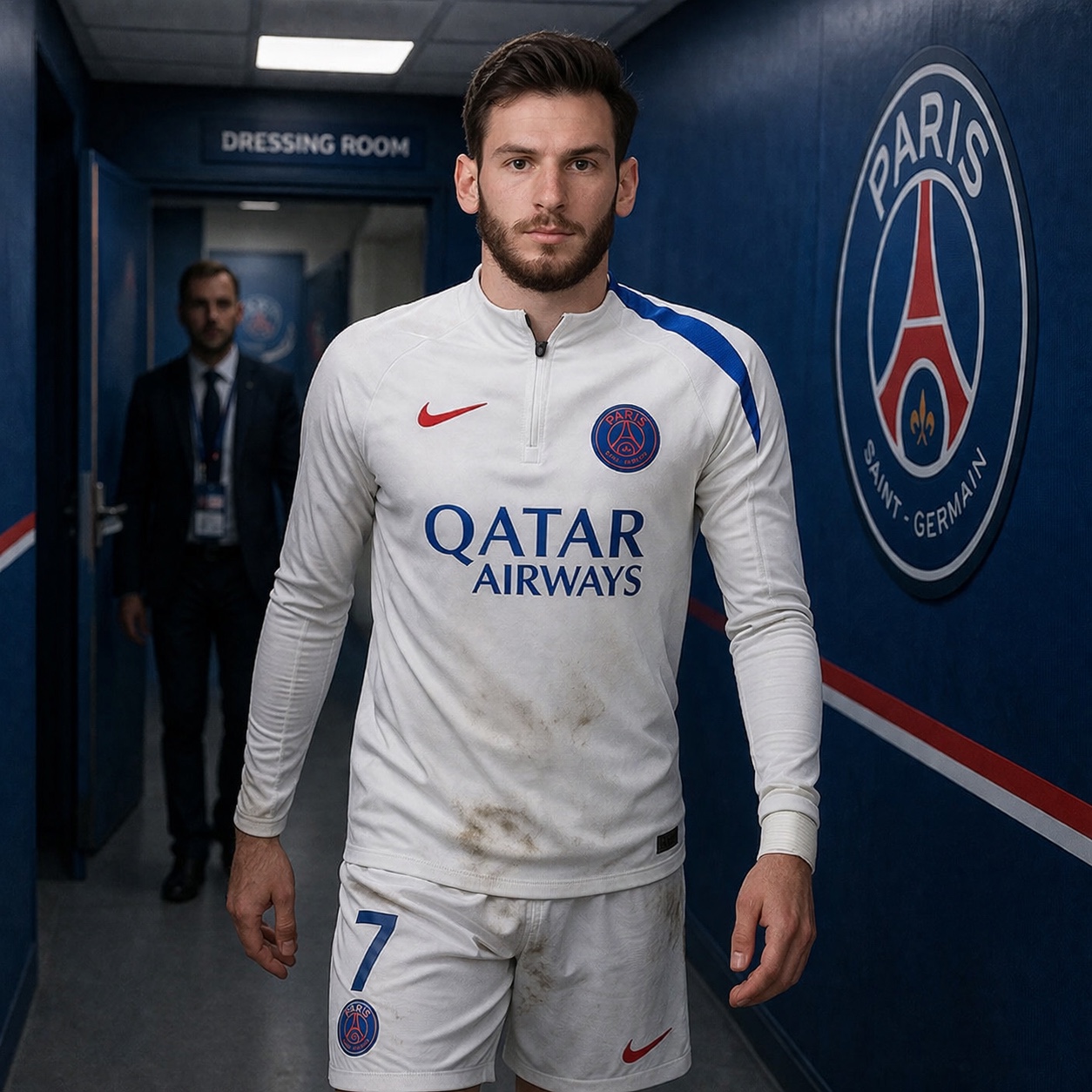 Nike Paris Saint-Germain Strike Third Dri-Fit Total 90 Football Knit Drill Top White Hyper Royal (Non Marking Ver.) 착용 스타일