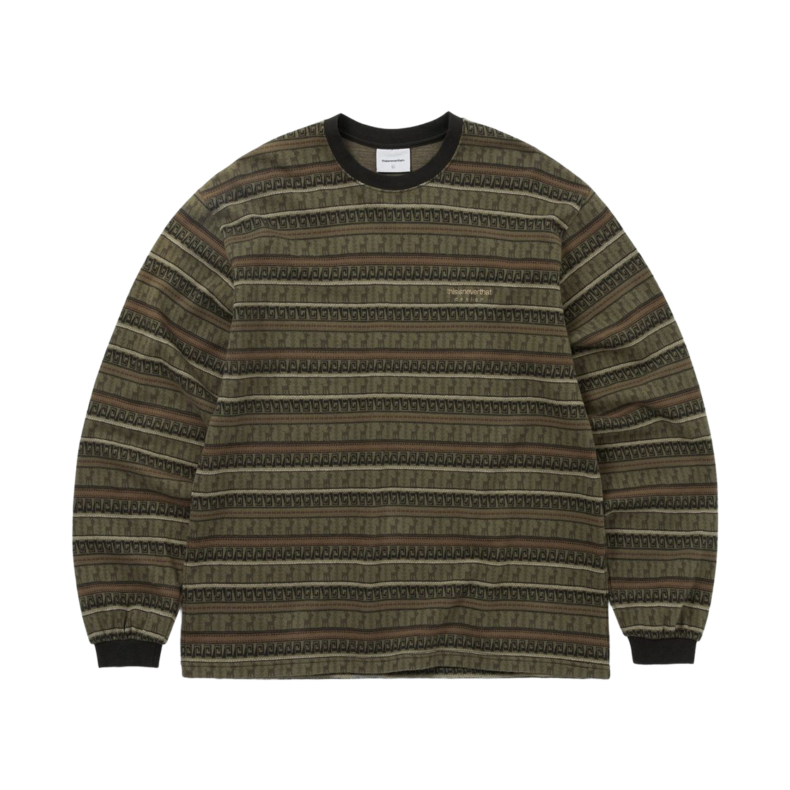 디스이즈네버댓 패턴 스트라이프 롱슬리브 티셔츠 카키(Thisisneverthat Pattern Striped L/S T-Shirt Khaki) - 1