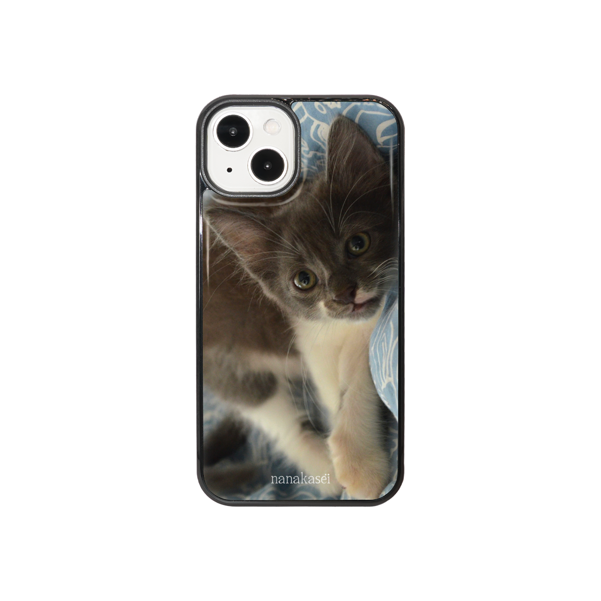 나나카세이 회색 고양이 에폭시 범퍼 케이스(NANAKASEI grey cat epoxy bumper case)
