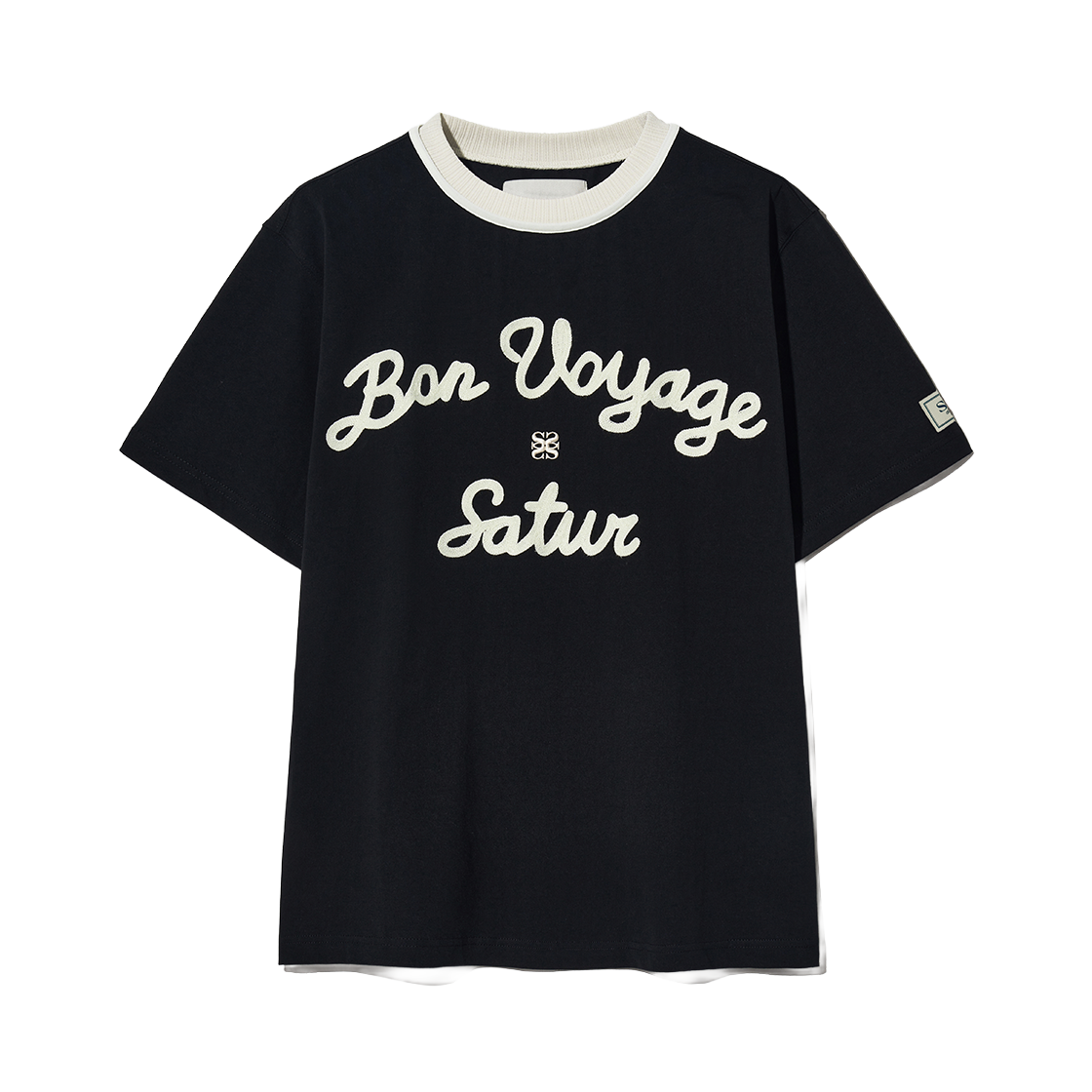 SA262MTS10BLK0 SATUR Logo Voyage T-Shirt Classic Black