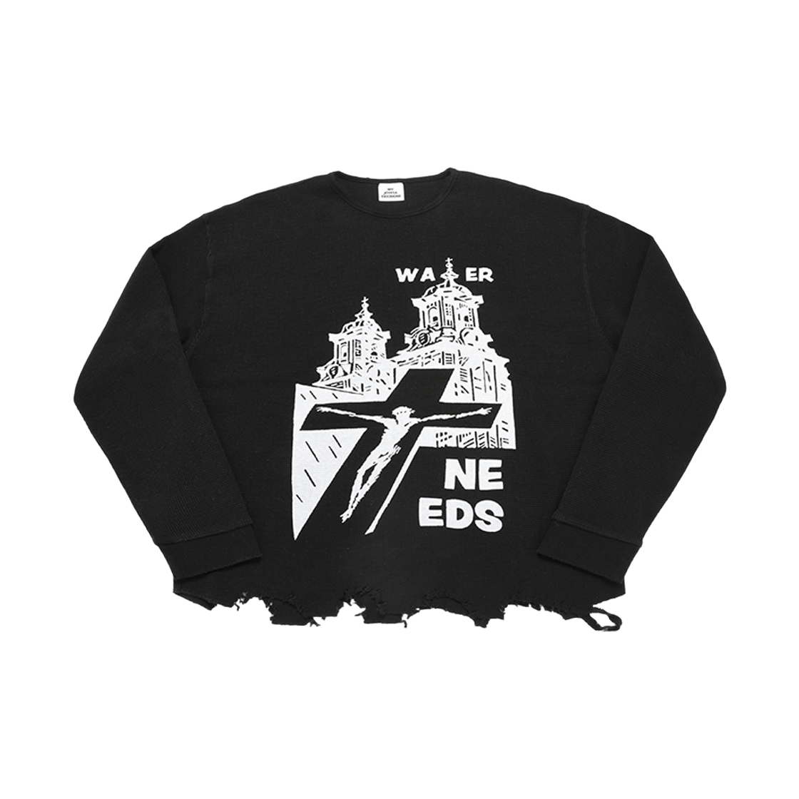 엠제이디 디스트레스드 와플 롱슬리브 블랙(MJD Distressed Waffle Ls Black)