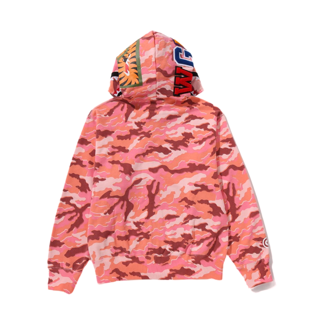 (W) 베이프 글리치 우드랜드 카모 샤크 풀 집 후드 핑크((W) BAPE Glitch Woodland Camo Shark Full Zip Hoodie Pink) - 3