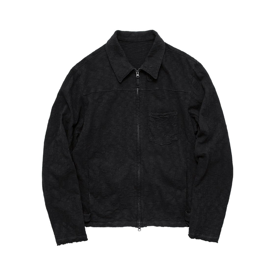 폴리테루 슬럽 집 자켓 블랙(Polyteru Slub Zip Jacket Black)