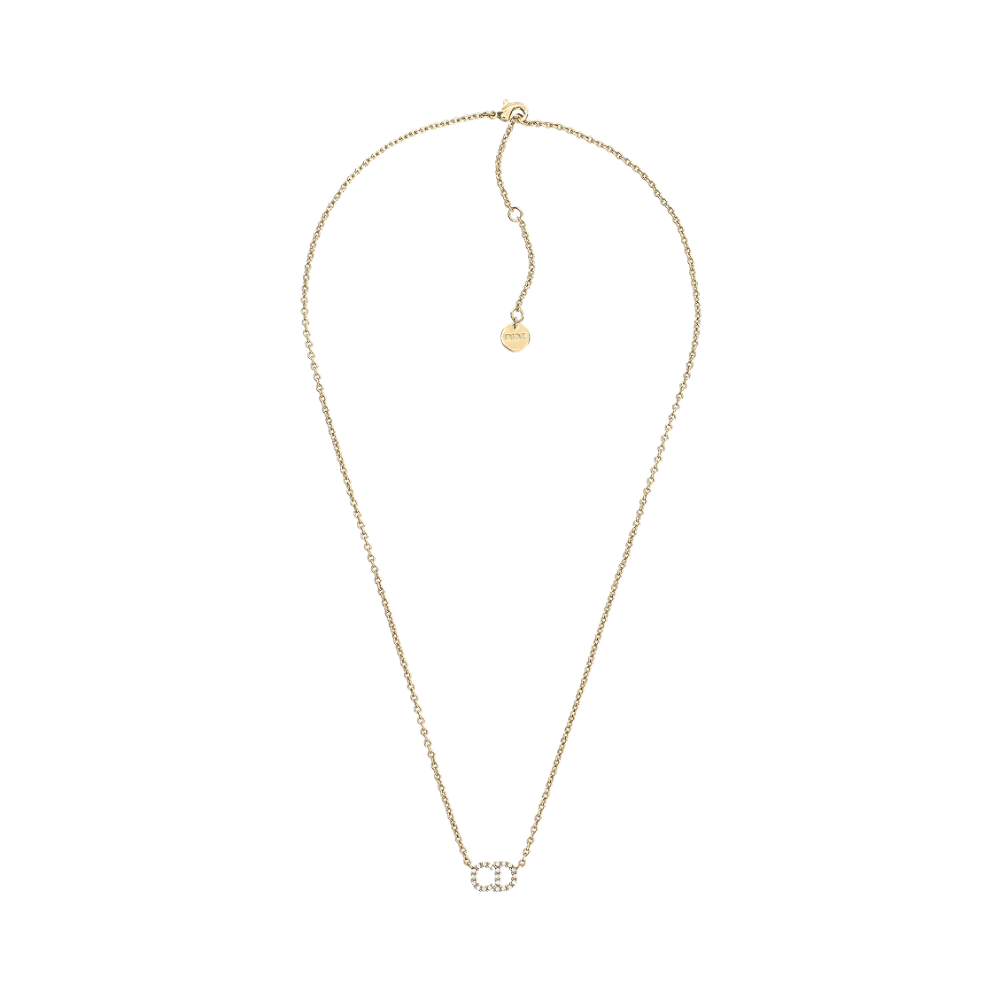 (W) 디올 클레어 D 룬 네클리스 골드 피니쉬 메탈 화이트 크리스탈((W) Dior Clair D Lune Necklace Gold Finish Metal White Crystals)