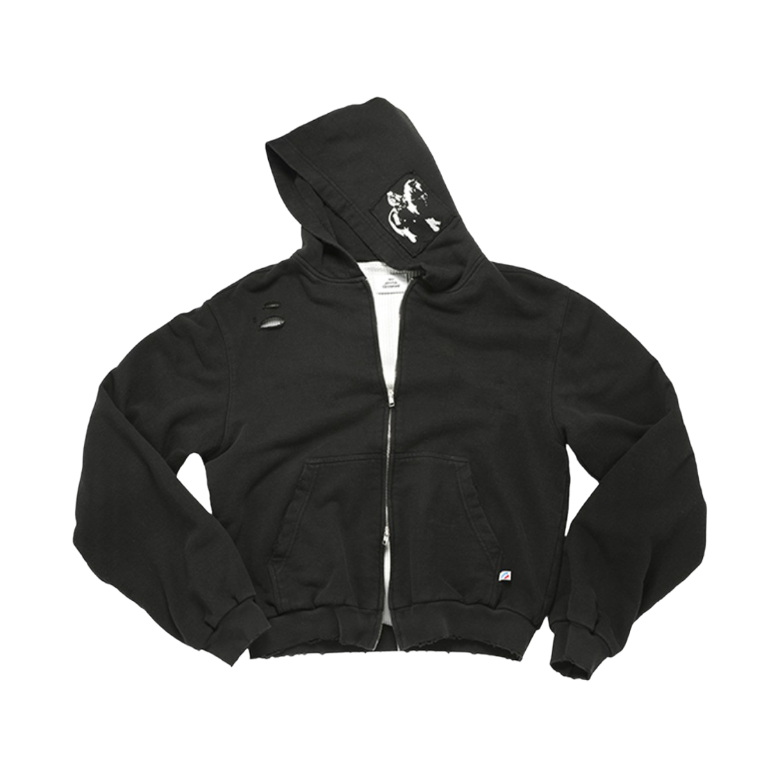 엠제이디 카우보이 패치 써멀 집업 후드 블랙(MJD Cowboy Patch Thermal Zip-Up Hoodie Black)