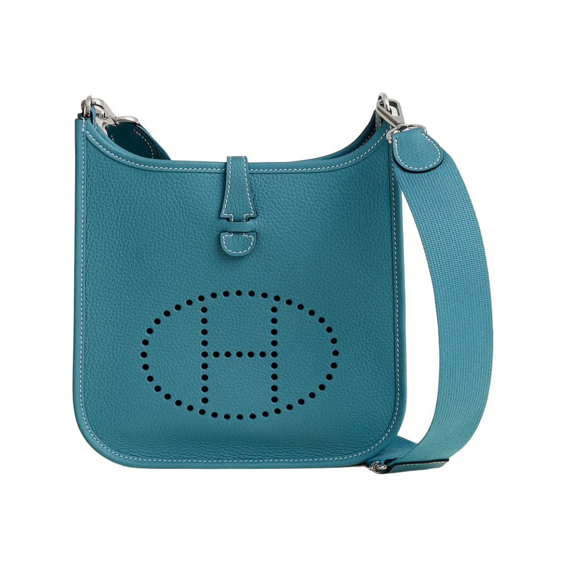 H087941CKD2 Hermes Evelyne 23 Poche III Bag Clemence & Palladium New Bleu Jean
