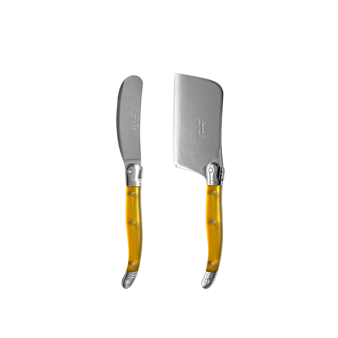 set300 JEAN NERON LAGUIOLE Cheese cutter&Butter knife gift set yellow