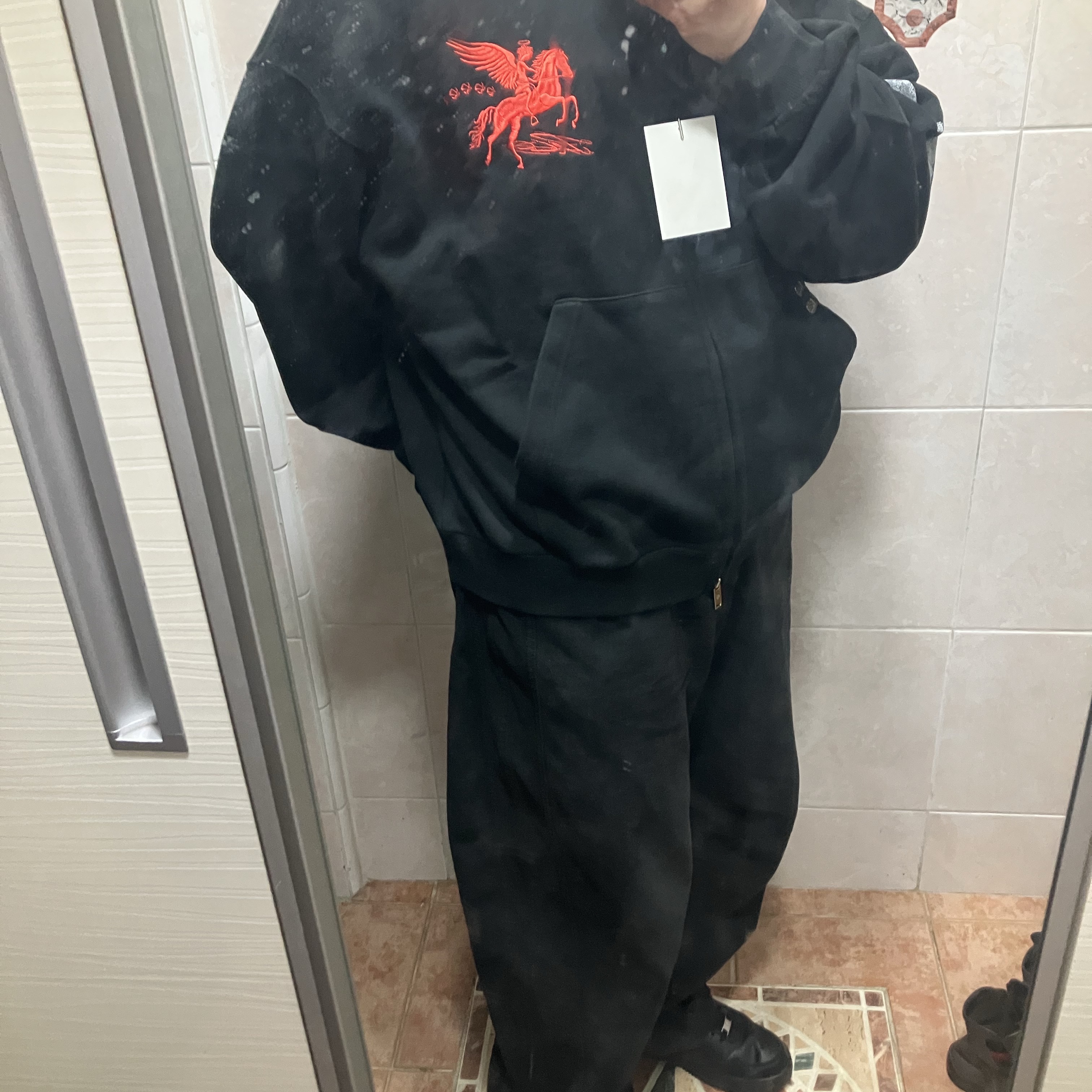 PACOSPLY Falling Angel Zip Up Hoodie Black, Nike x Supreme Air Force 1 Low Black 착용 스타일