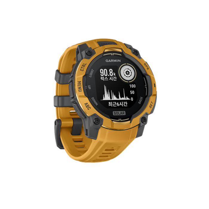 가민 인스팅트 3 45mm 솔라 썬버스트 그레이밴드 멀티스포츠 GPS 스마트워치(Garmin Instinct 3,45mm,Solar,Sunburst w/Gray Accents,KOR/SEA,A04882) - 3