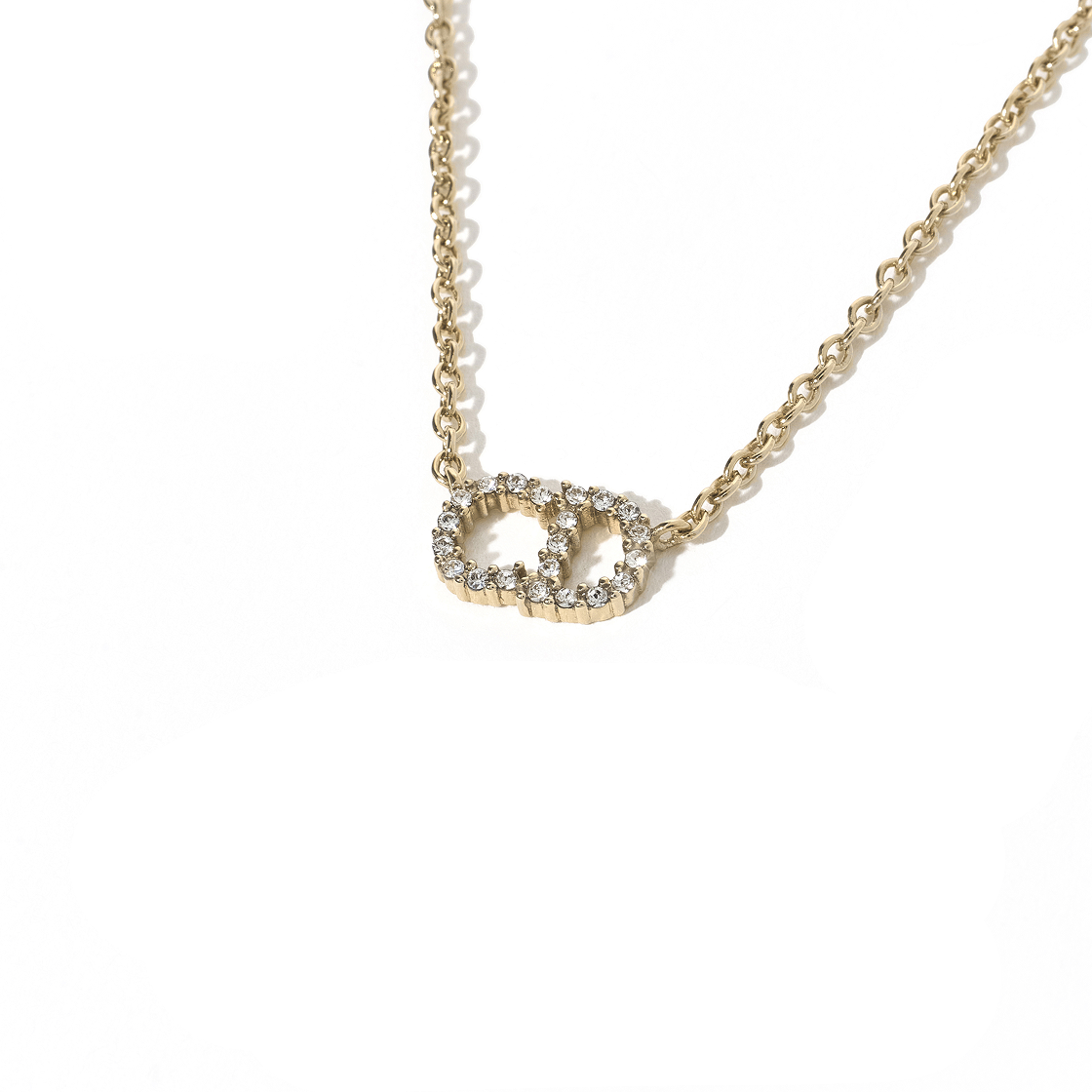 (W) 디올 클레어 D 룬 네클리스 골드 피니쉬 메탈 화이트 크리스탈((W) Dior Clair D Lune Necklace Gold Finish Metal White Crystals) - 2
