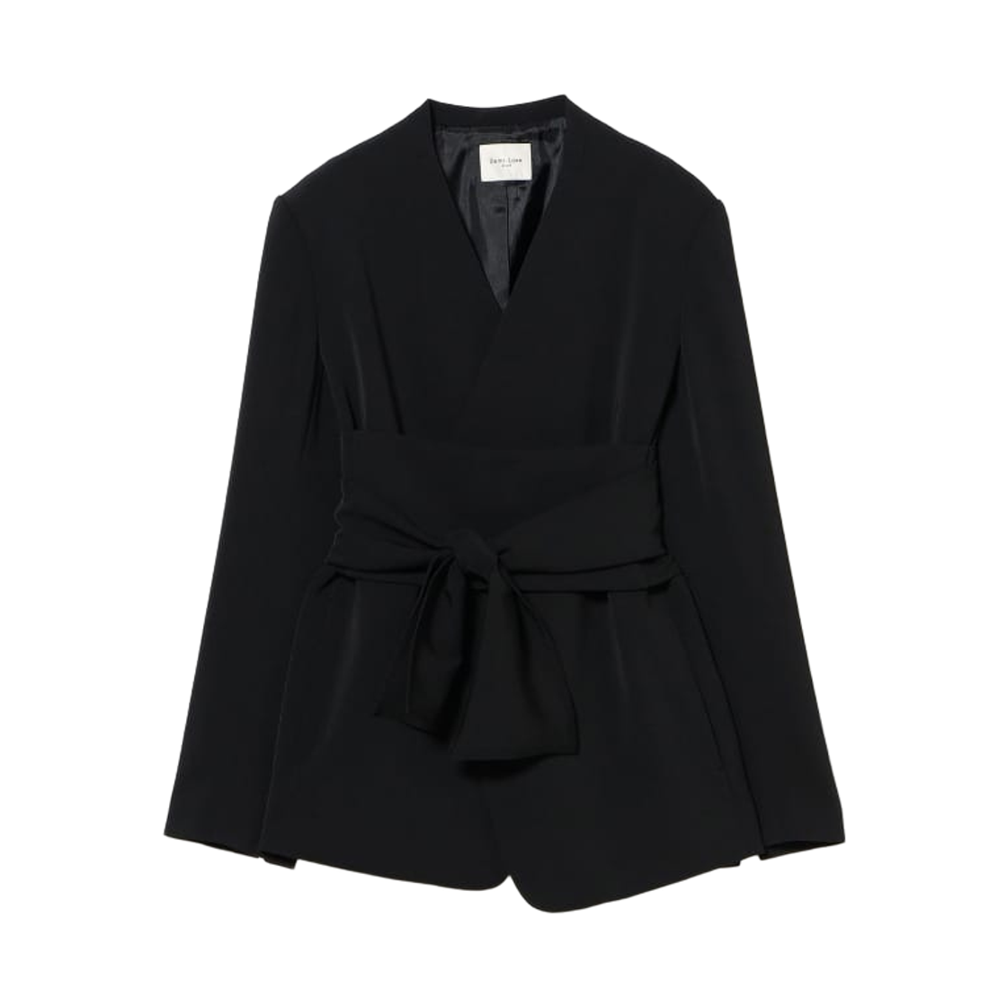 (W) 데미 럭스 빔즈 드라이 칼제 벨티드 자켓 블랙((W) Demi-Luxe Beams Dry Calze Belted Jacket Black)