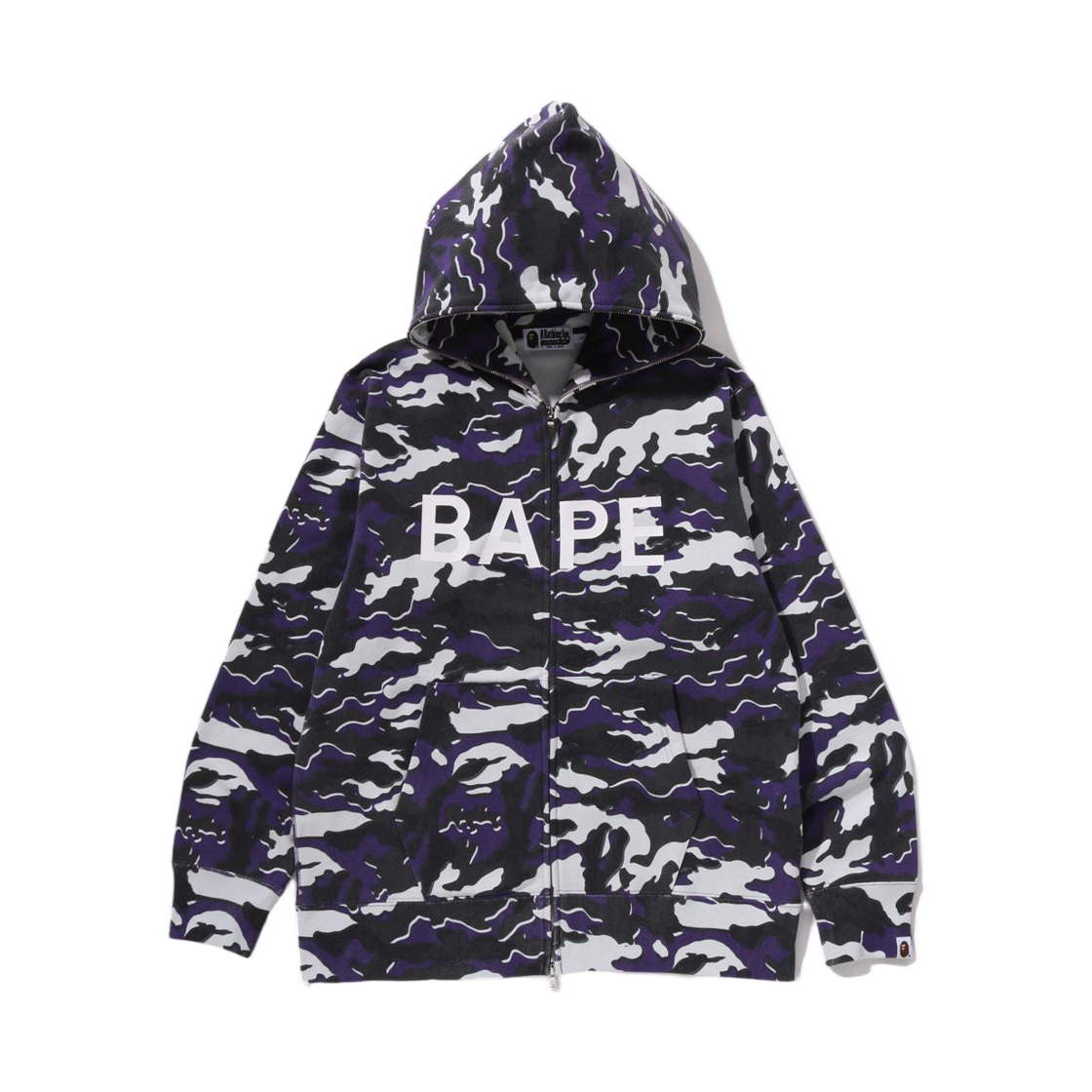- BAPE Glitch Woodland Camo Full Zip Hoodie Purple