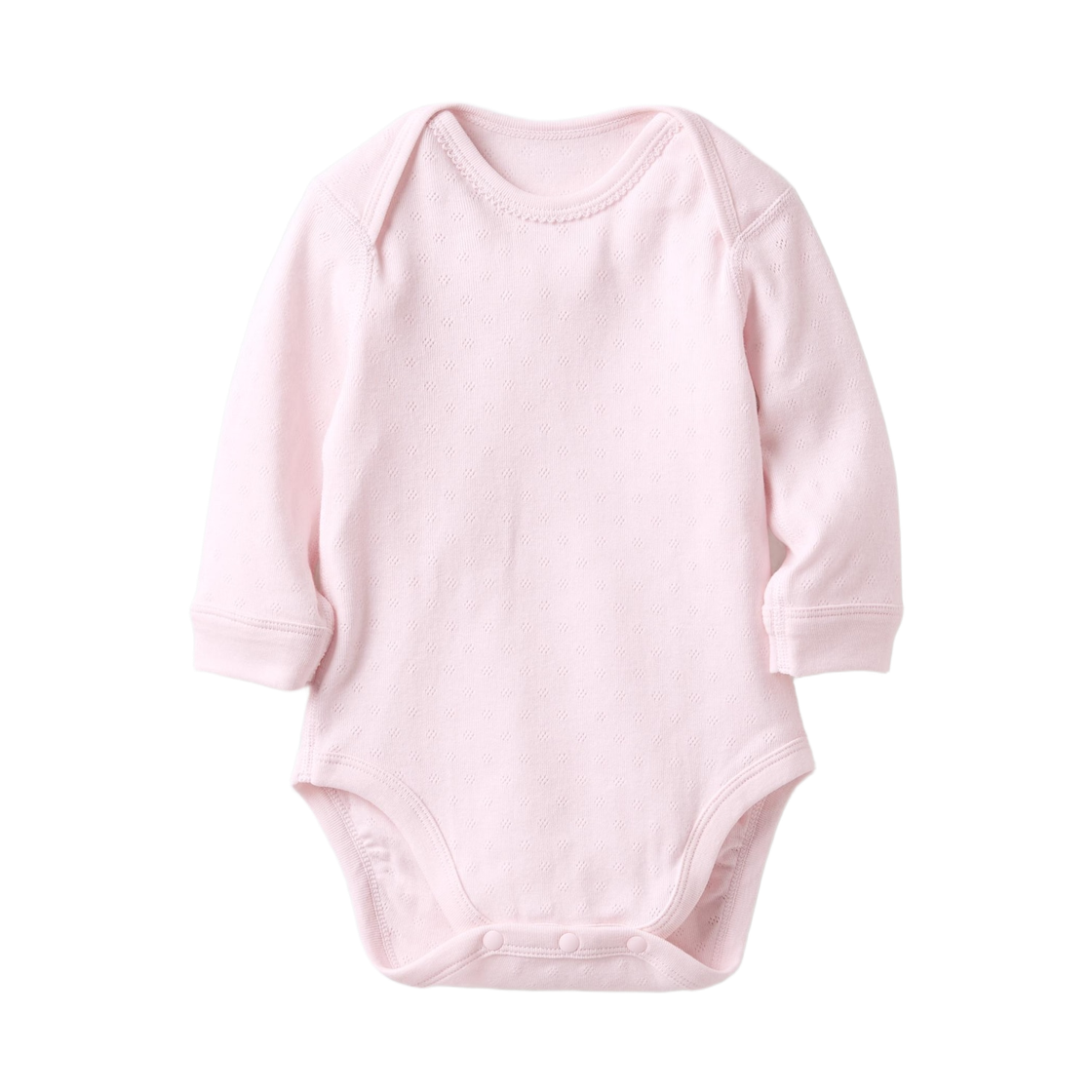 466434-10 (Kids) Uniqlo Long Sleeve Pointelle Bodysuit Pink - JP