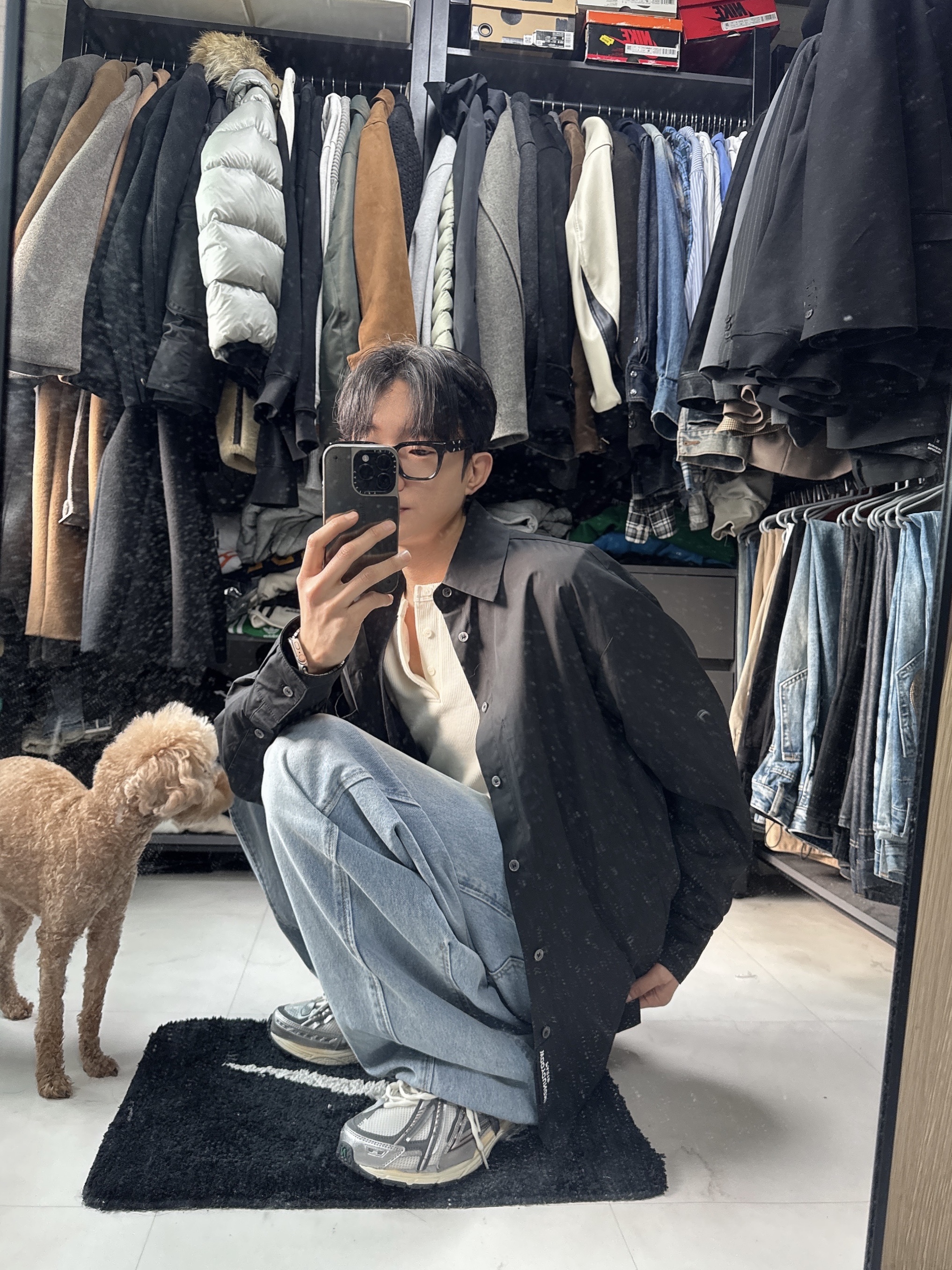 New Balance 1906A Silver Metallic Castlerock, Wooyoungmi Back Logo Shirt Black - 22SS 착용 스타일 - 2