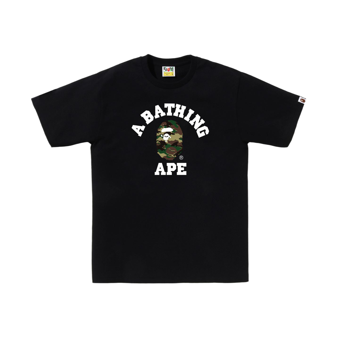 - BAPE Glitch Woodland Camo College T-Shirt Black Green