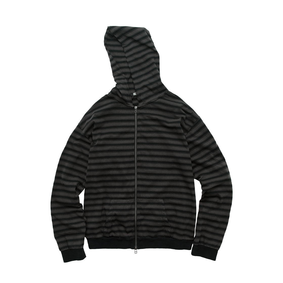 폴리테루 휴먼 인덱스 휴먼 스트라이프 집 후디 블랙(Polyteru Human Index Human Striped Zip Hoodie Black)