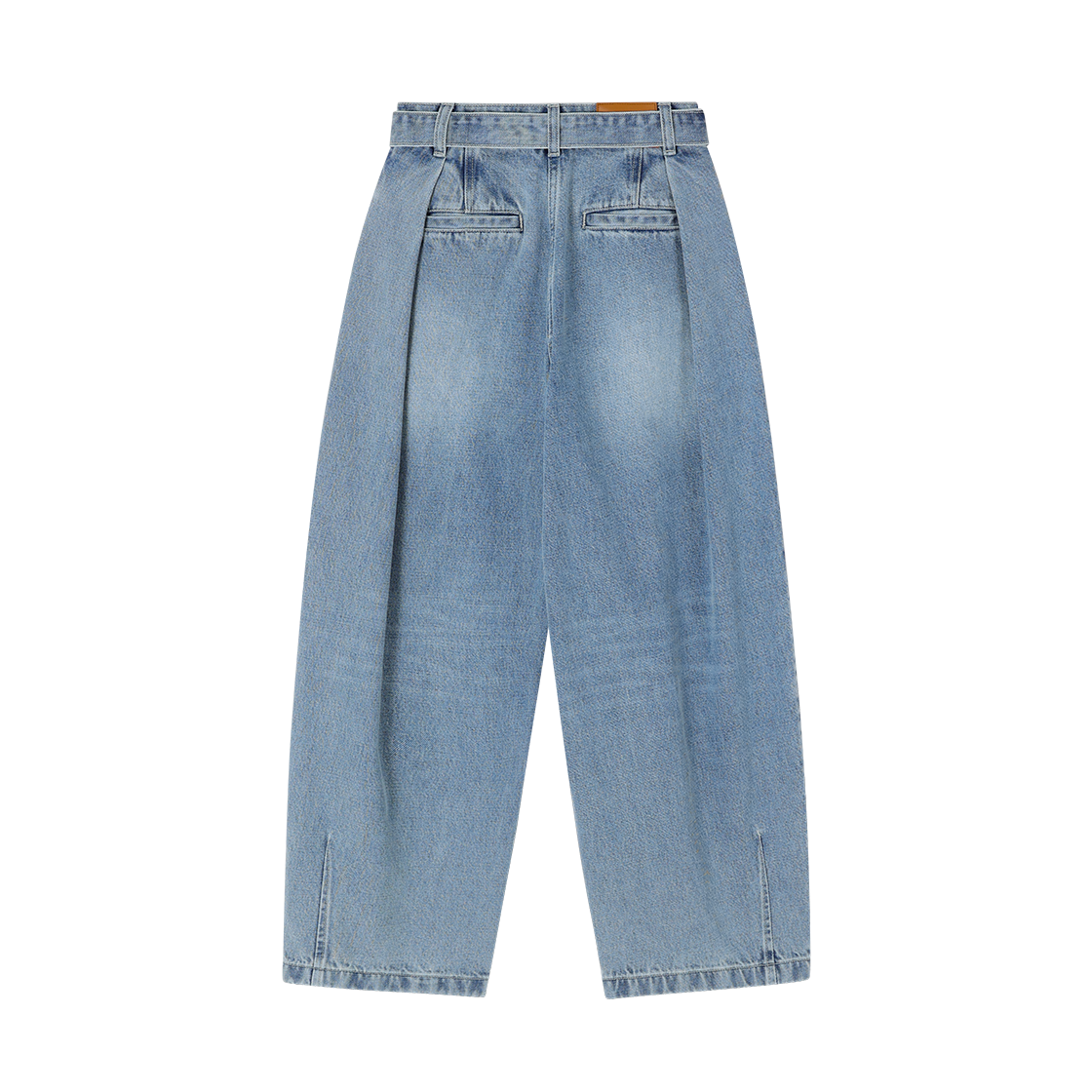 (W) 송지오 커브드 와이드 벨티드 데님 라이트 블루((W) SONGZIO Curved Wide Belted Denim Light Blue) - 2