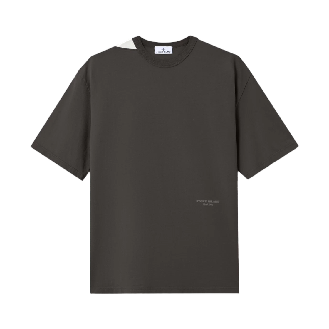 L1S1521000-18S0X16-V0062 Stone Island 2100018 Combed Organic Cotton Jersey_S.I. Marina Oversized-Fit T-Shirt with Raised Stone Island Marina Print Lead Grey - 26SS