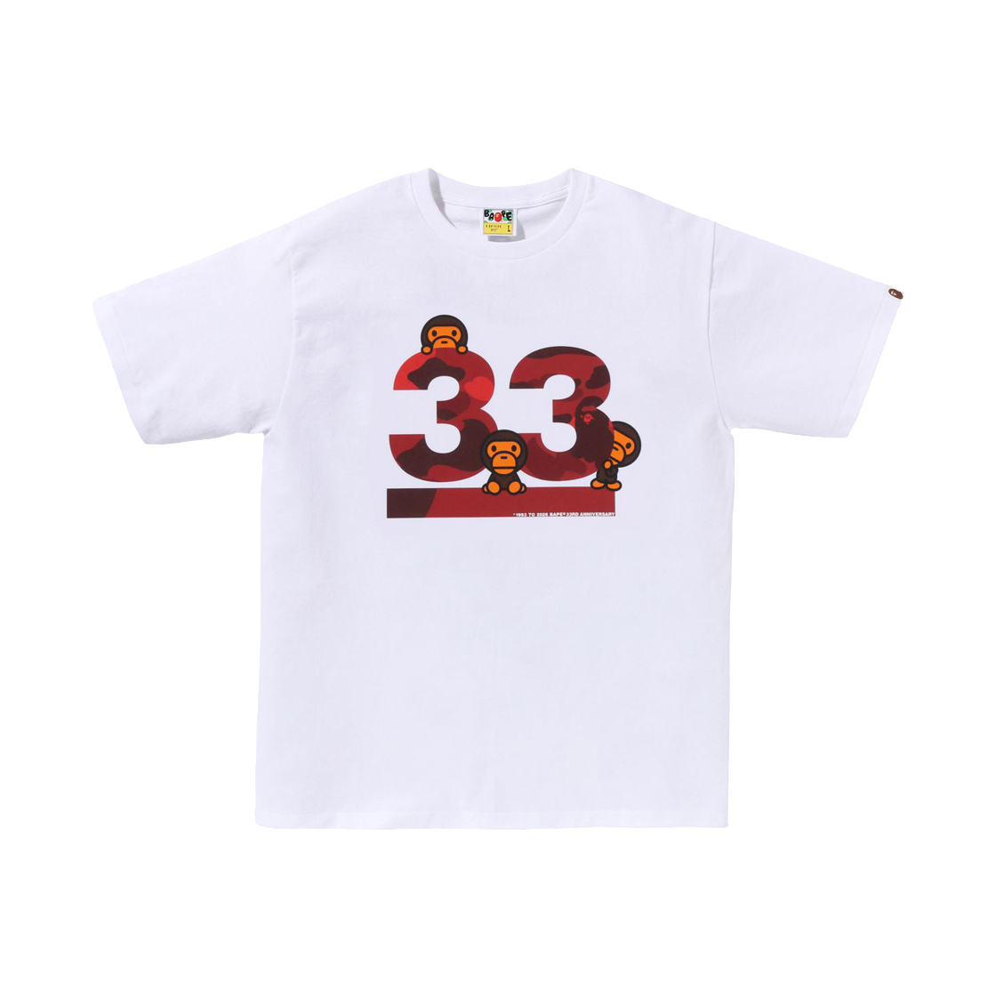 - BAPE A Bathing Ape 33 Anniv. Baby Milo T-Shirt White Red