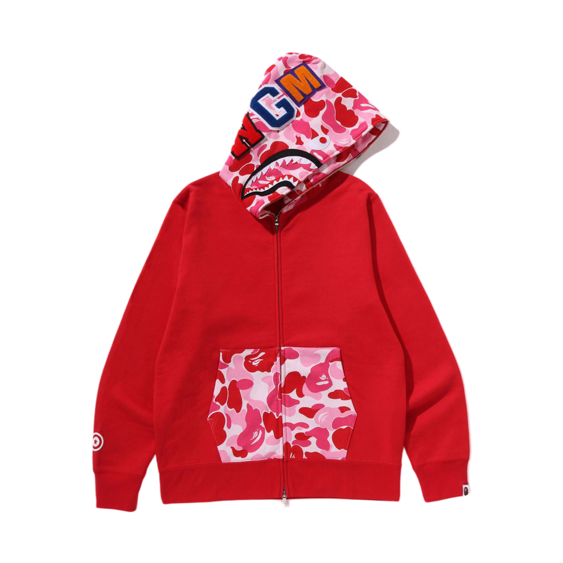 베이프 ABC 카모 샤크 풀 집 후드 레드(BAPE ABC Camo Shark Full Zip Hoodie Red) - 1