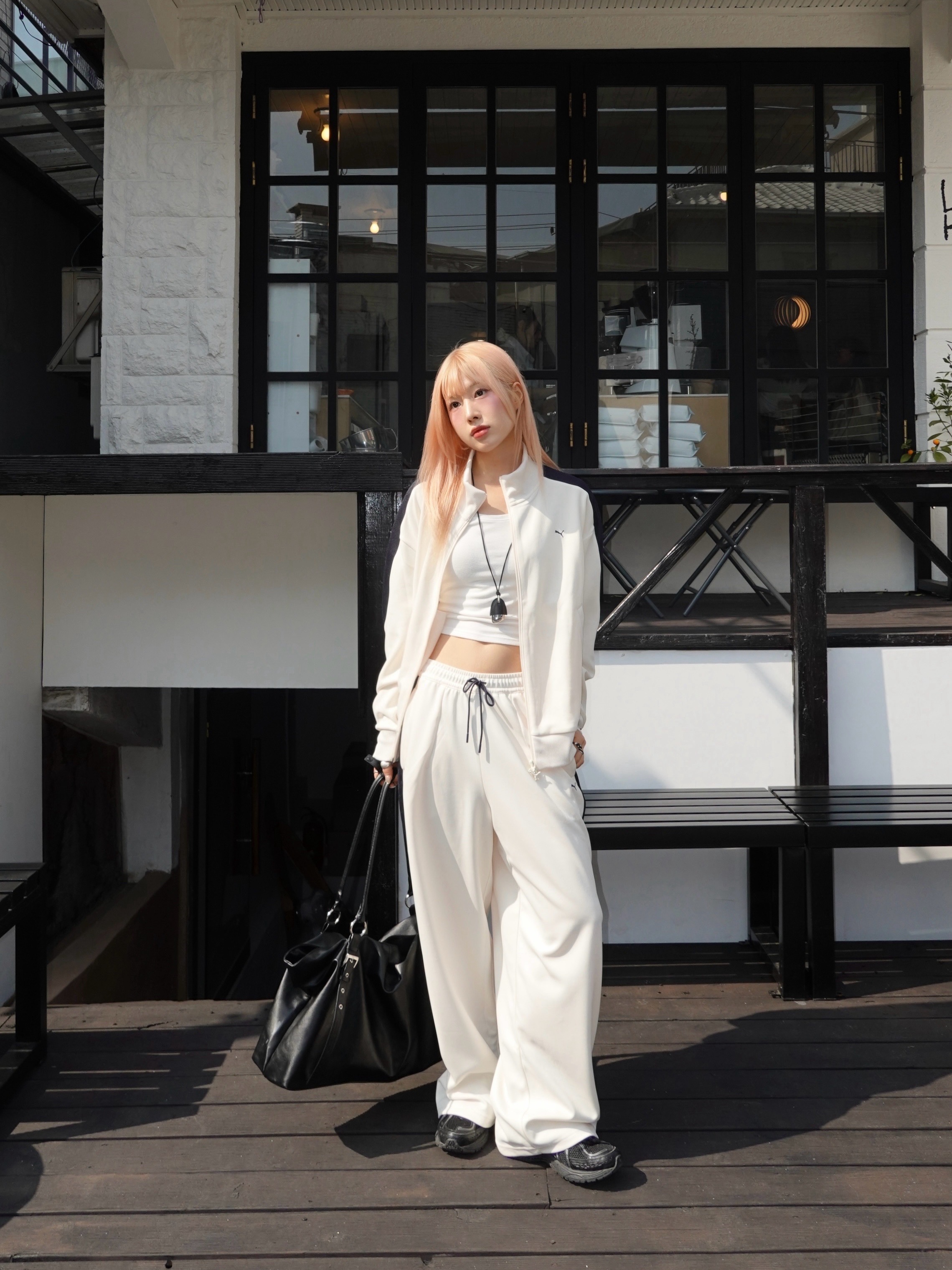 Puma x Musinsa T7 Track Jacket Almond, Puma x Musinsa T7 Track Pants Almond 착용 스타일 - 2