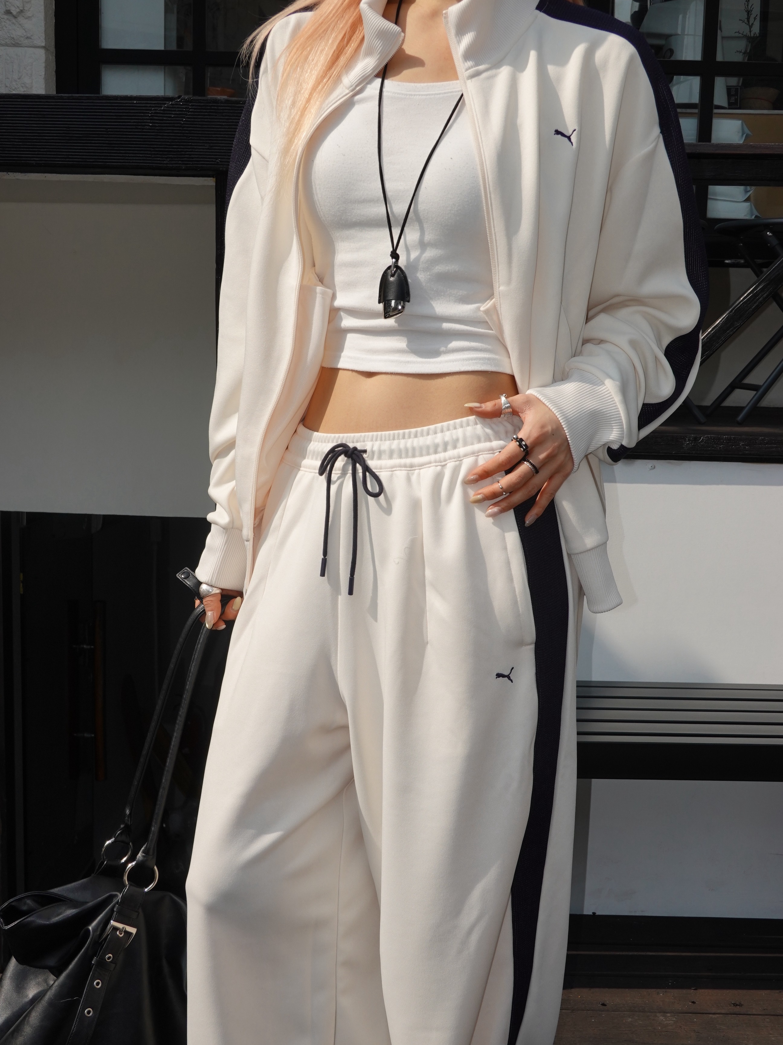 Puma x Musinsa T7 Track Jacket Almond, Puma x Musinsa T7 Track Pants Almond 착용 스타일 - 5