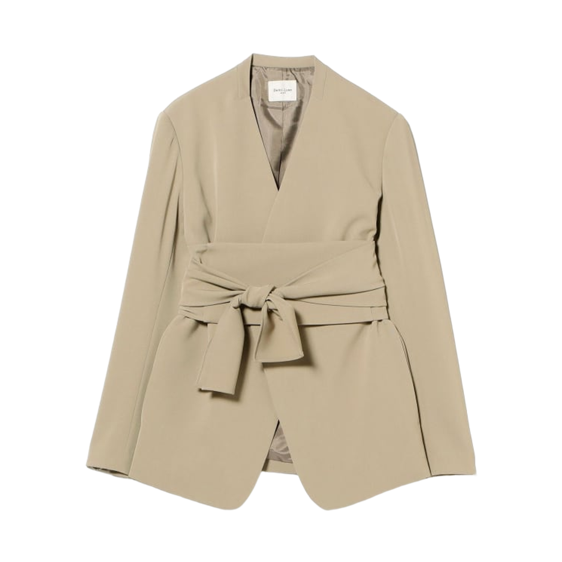 (W) 데미 럭스 빔즈 드라이 칼제 벨티드 자켓 베이지((W) Demi-Luxe Beams Dry Calze Belted Jacket Beige) - 1