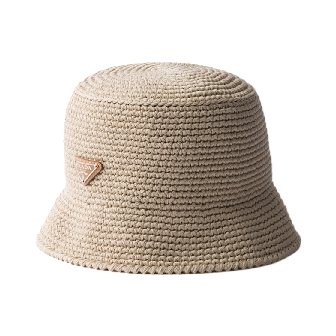2HC137-2HGN-F0F24 Prada Crochet Bucket Hat Desert Beige