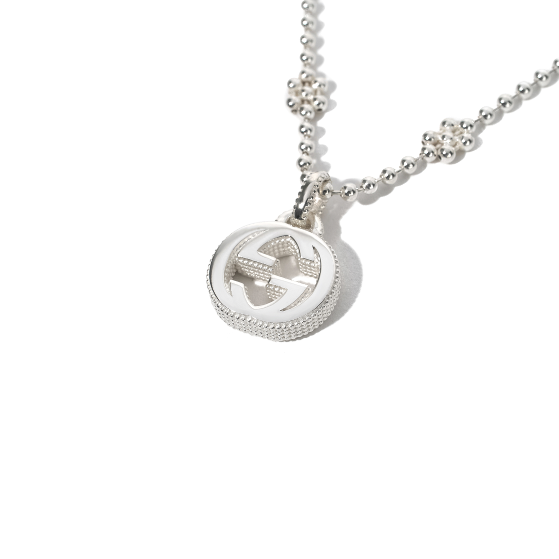구찌 인터로킹 G 펜던트 플라워 모티프 체인 네클리스 실버(Gucci Interlocking G Pendant Flower Motif Chain Necklace Silver) - 2
