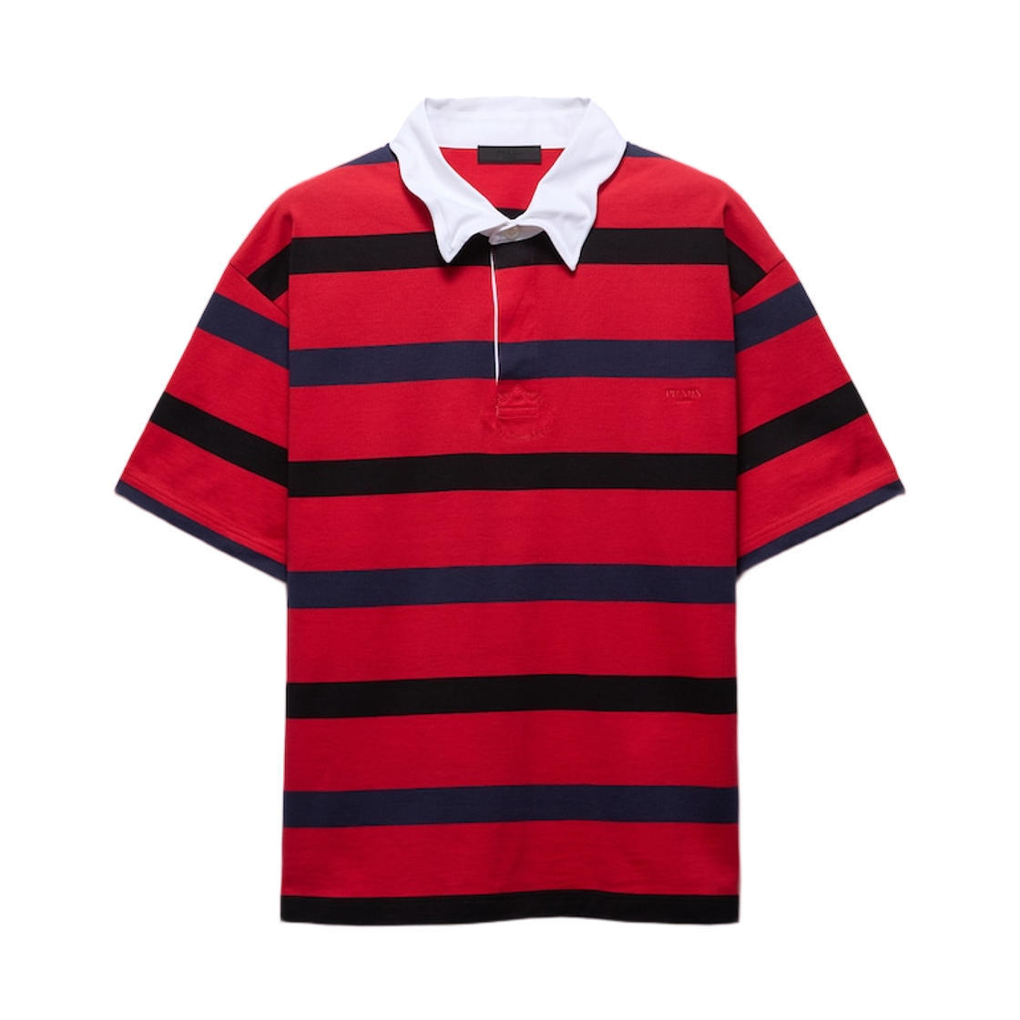 프라다 숏슬리브 코튼 폴로 셔츠 레드 블루(Prada Short-Sleeved Cotton Polo Shirt Red Blue)