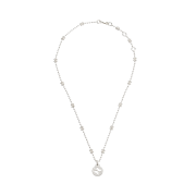 Gucci Interlocking G Pendant Flower Motif Chain Necklace Silver