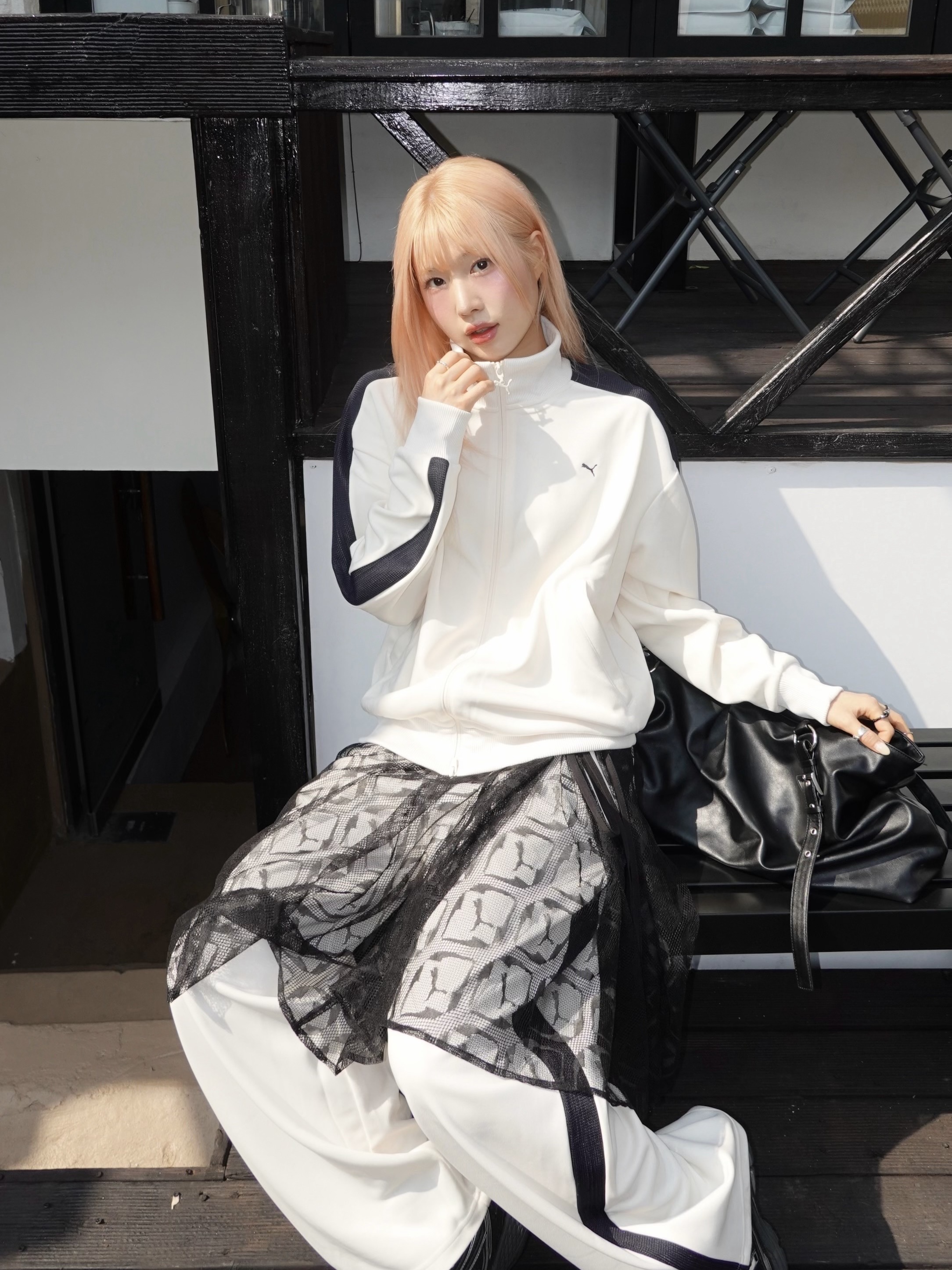 Puma x Musinsa T7 Track Jacket Almond, Puma x Musinsa T7 Track Pants Almond 착용 스타일 - 3