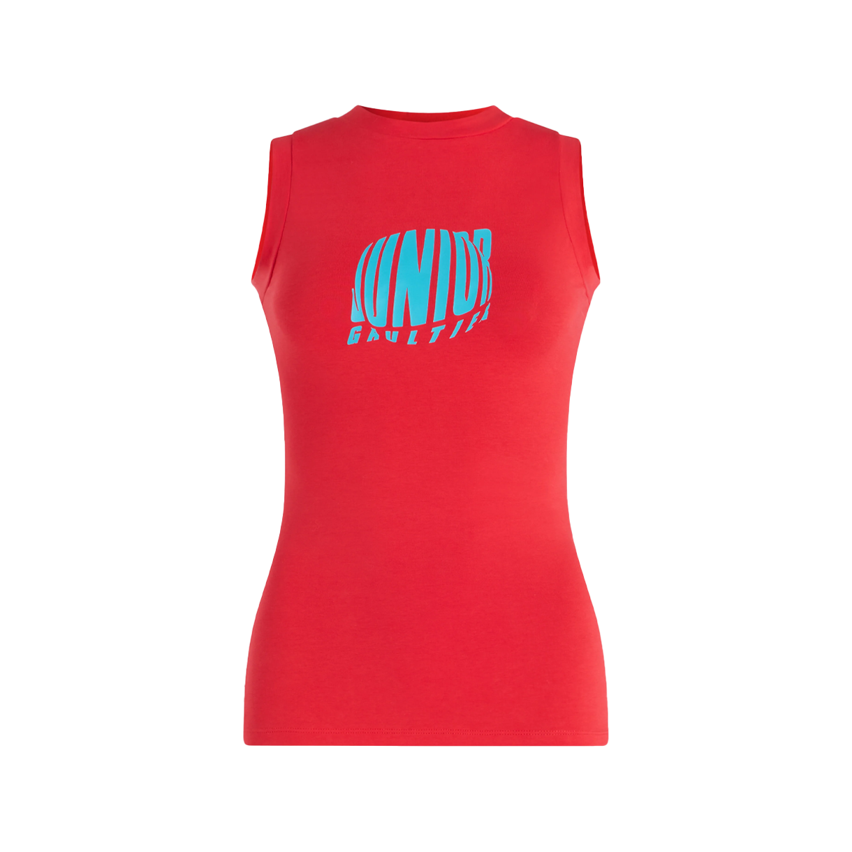 장 폴 고티에 우먼 스트레치 비스코스 저지 탱크 탑 위드 "주니어 고티에" 디테일 프린트 레드 - 26SS(Jean Paul Gaultier Women Stretch Viscose Jersey Tank Top With "Junior Gaultier" Detail Print Red - 26SS) - 1