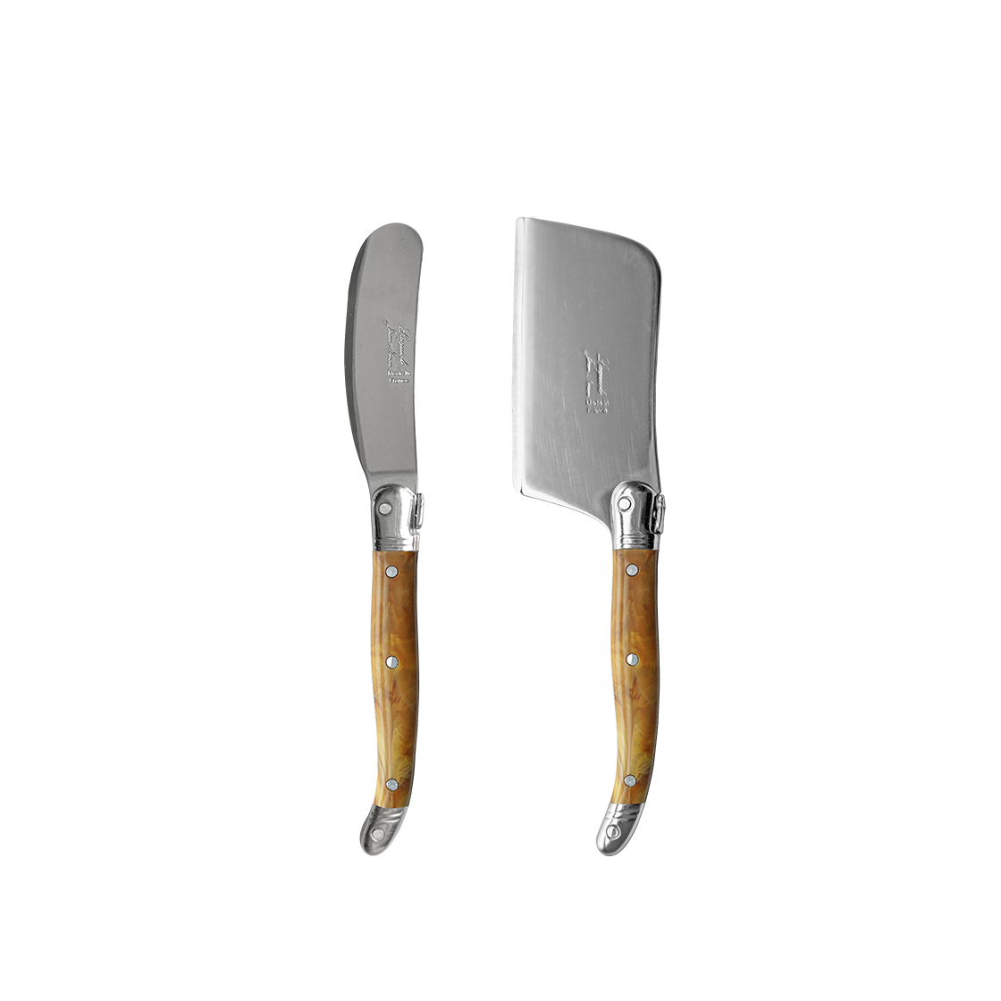 장네론라귀올 치즈커터&버터나이프 마블브라운 선물패키지(JEAN NERON LAGUIOLE Cheese cutter&Butter knife gift set marble brown) - 1
