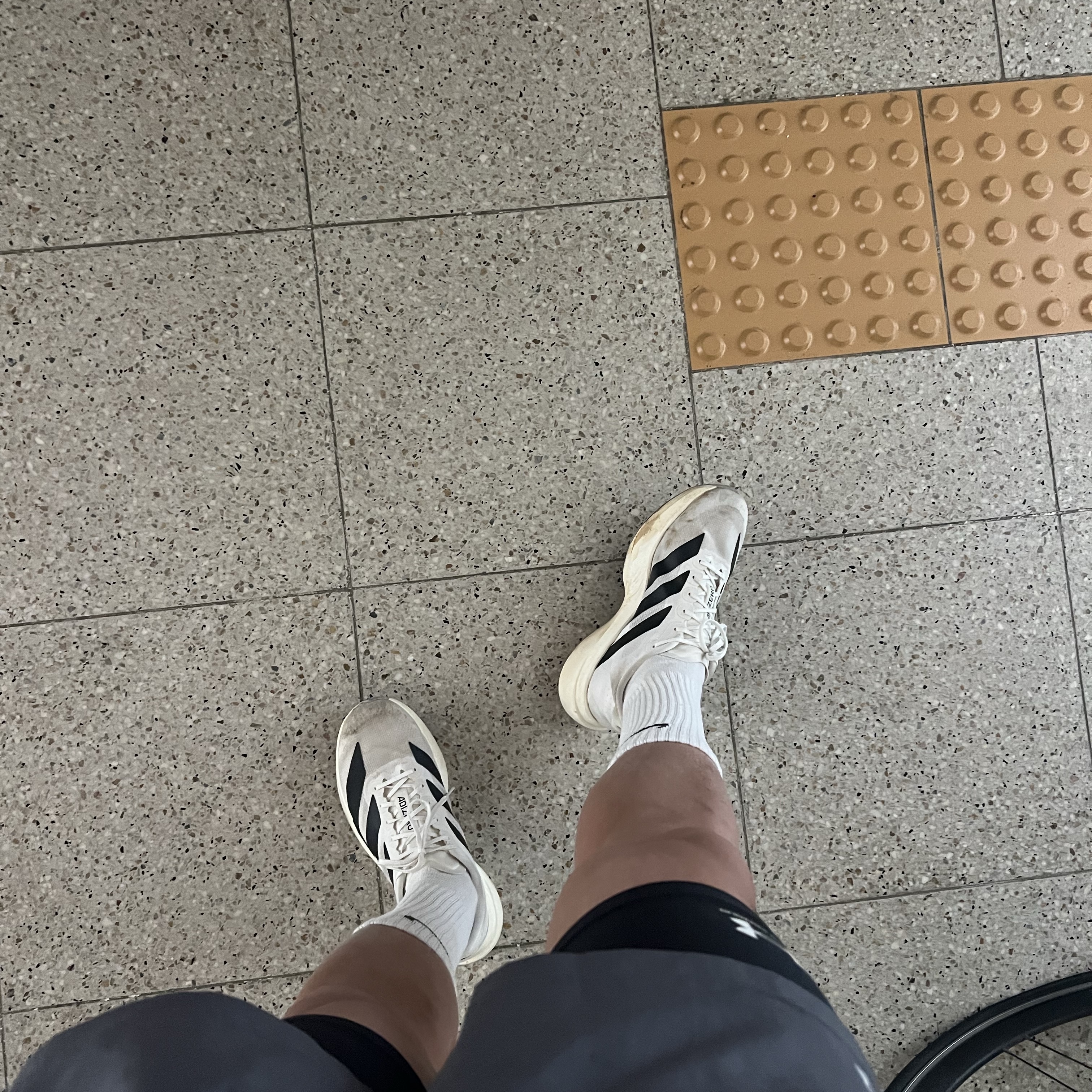 Adidas Adizero EVO SL Cloud White Core Black 착용 스타일
