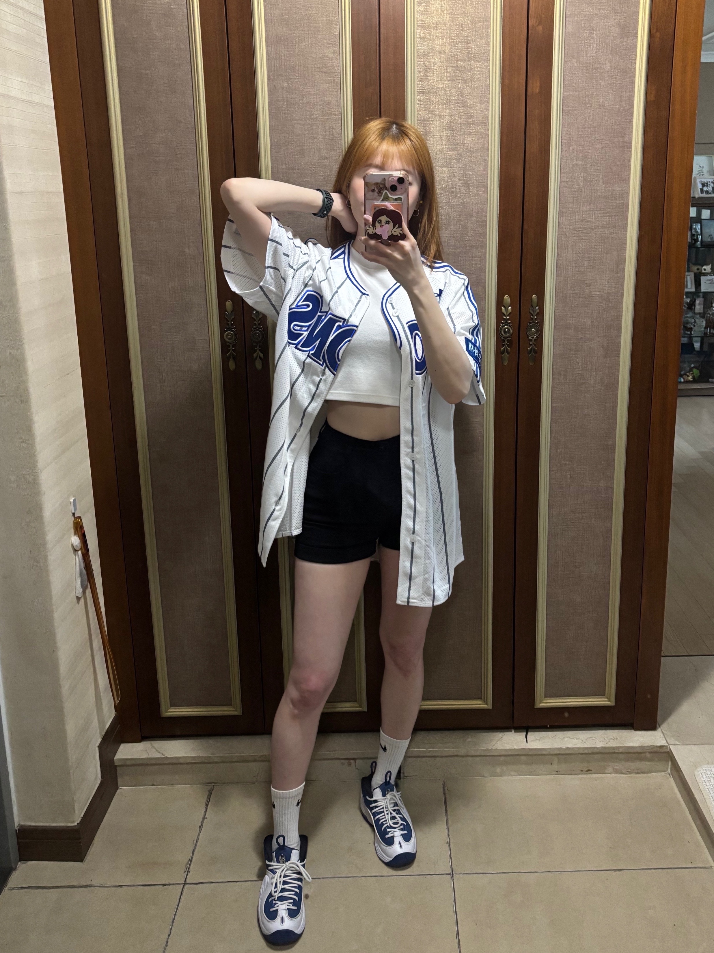 Samsung Lions 2025 Professional 02 Old Home Uniform White (Non Marking Ver.), Nike Air Penny II Atlantic Blue 착용 스타일 - 8