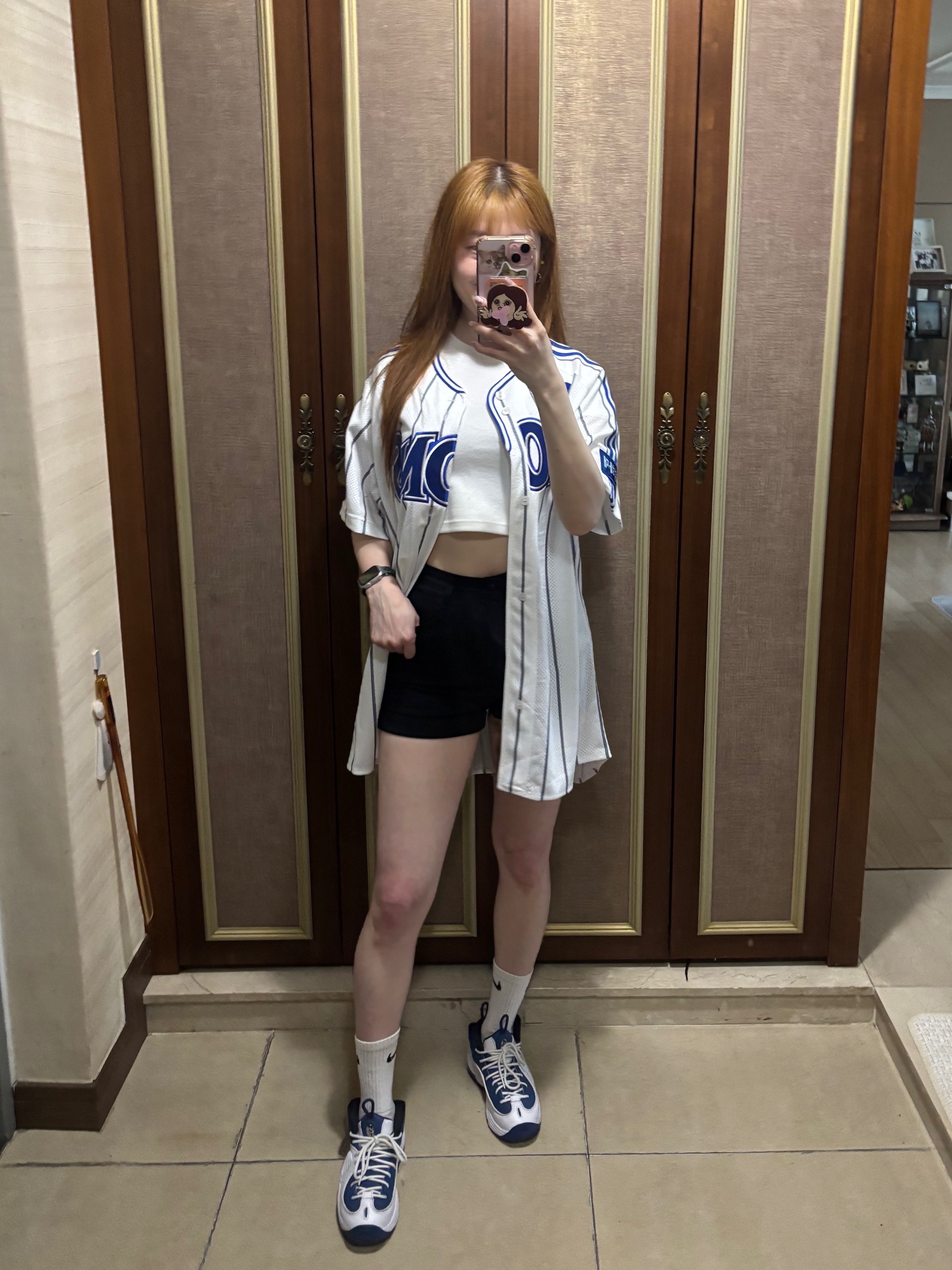 Samsung Lions 2025 Professional 02 Old Home Uniform White (Non Marking Ver.), Nike Air Penny II Atlantic Blue 착용 스타일 - 6