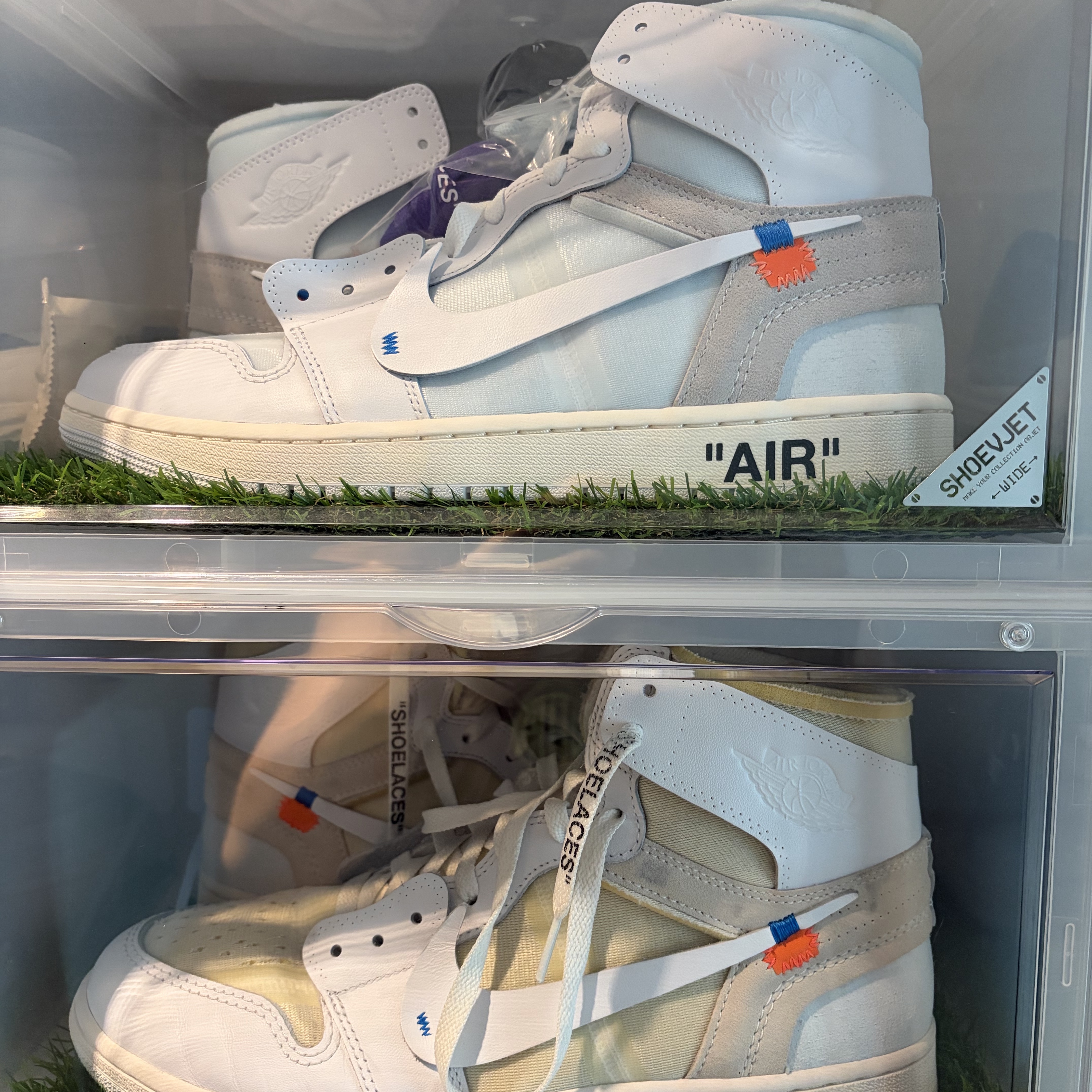 Jordan 1 x Virgil Abloh Archive Retro High Alaska White, Jordan 1 x Off-White Retro High White 착용 스타일 - 1