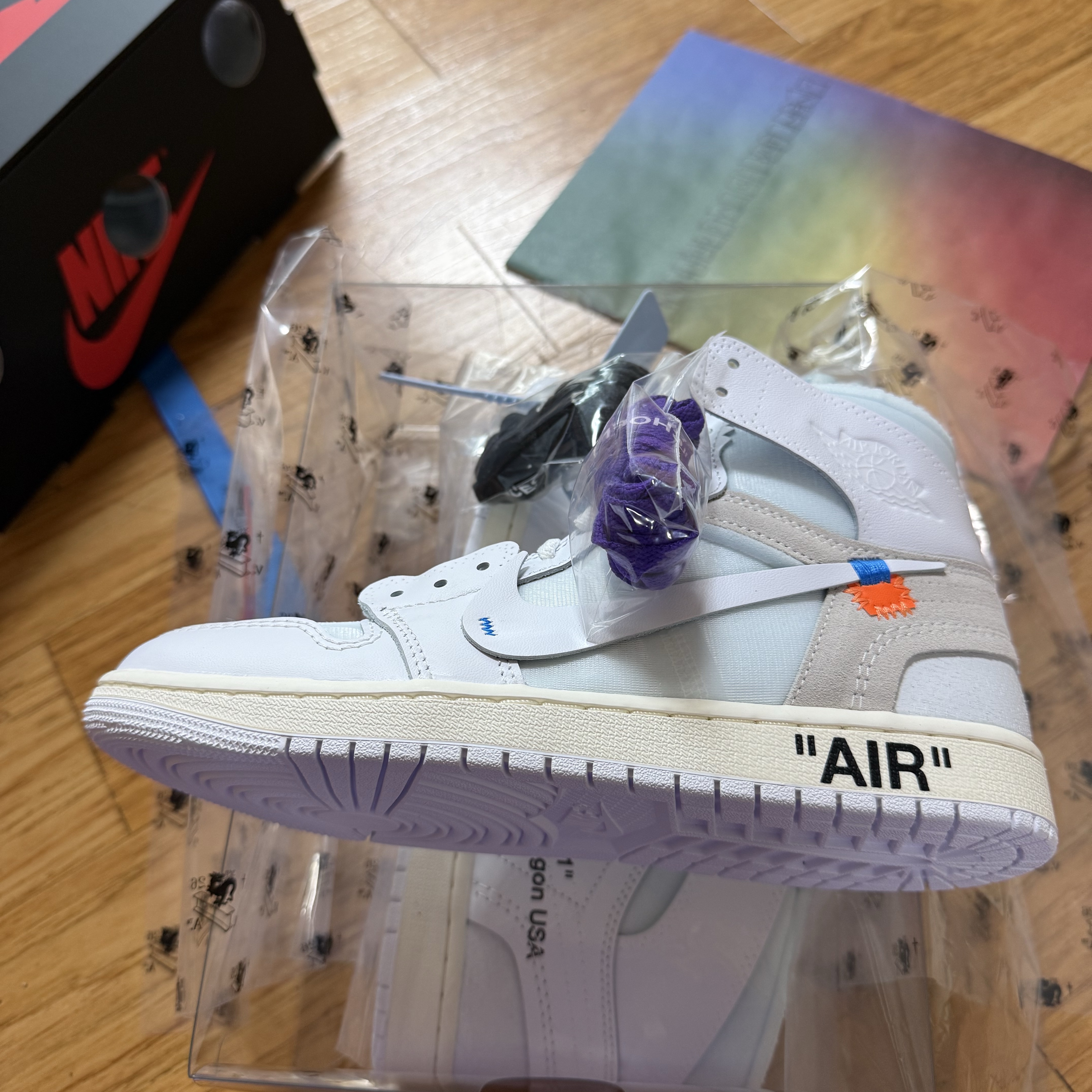 Jordan 1 x Virgil Abloh Archive Retro High Alaska White 착용 스타일 - 1