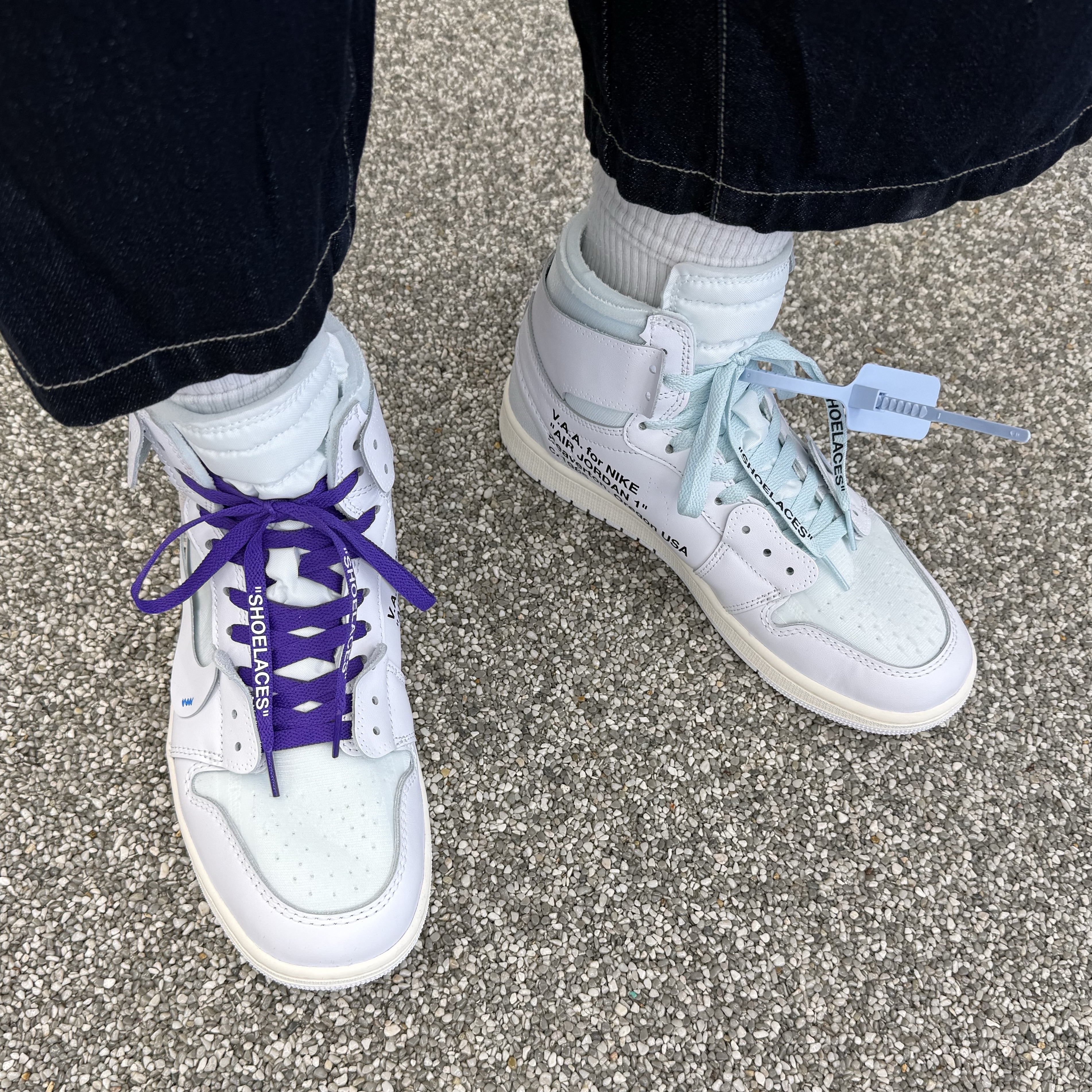 Jordan 1 x Virgil Abloh Archive Retro High Alaska White, Supreme x B.B. Simon Zip Up Hooded Sweatshirt Heather Grey - 25SS 착용 스타일 - 3